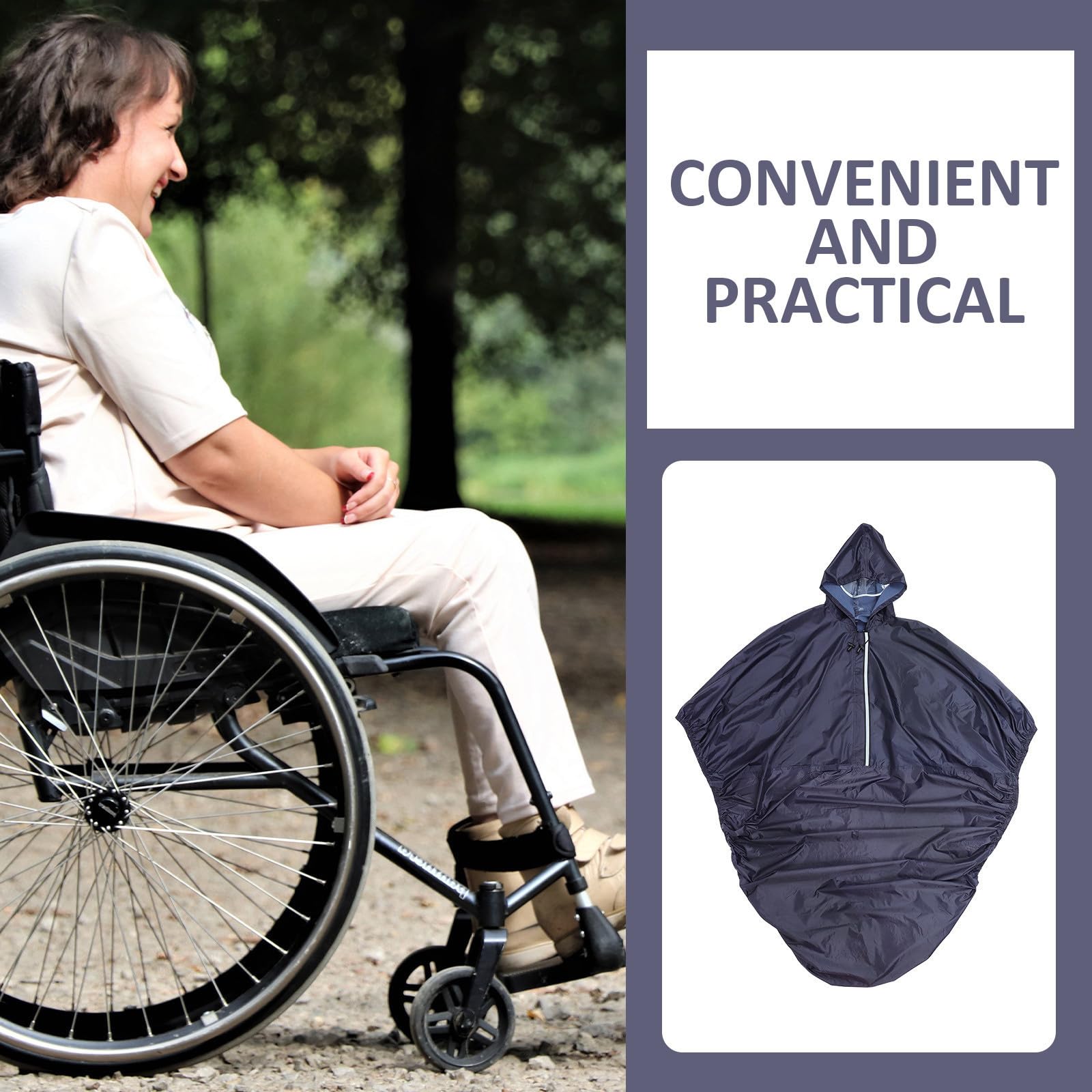Poncho de Pluie pour Fauteuil Roulant Adulte en Polyester Taffeta Pvc | Pliable et Portable, Facile à Emporter, Usage Extérieur Toute Saison, Conçu pour Personnes Âgées