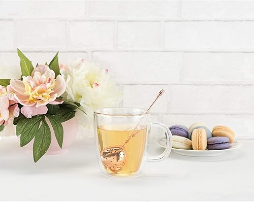 Miniatura 6 de Bola de Té en Forma de Corazón Pinky Up, Infusor de Té de Hojas Sueltas Reutilizable, Prepara Té con Facilidad, Acero Inoxidable, Oro Rosa