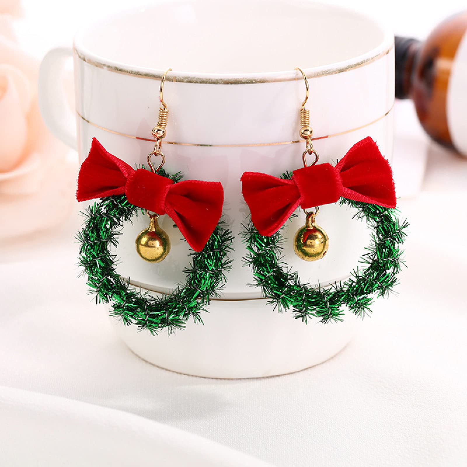 Ear Hook Stude K inkurejne - kreatywne kolczyki do girlandów, Wesołych Świąt Bożego Narodzenia Dekor dla kobiet w domu Happy New Year Girls Prezenty, złoto ui