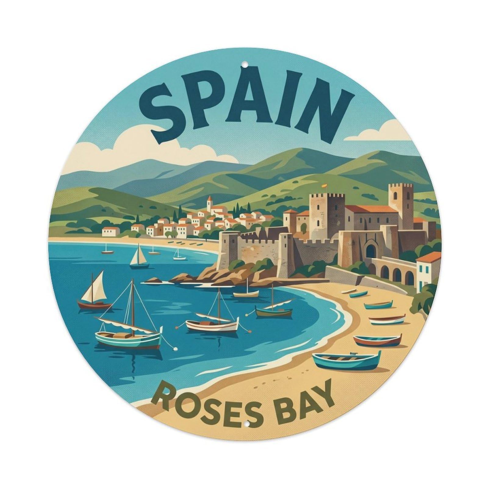 Costa Brava Roses Bay Spain Landmark Travel Metal Tin Sign
