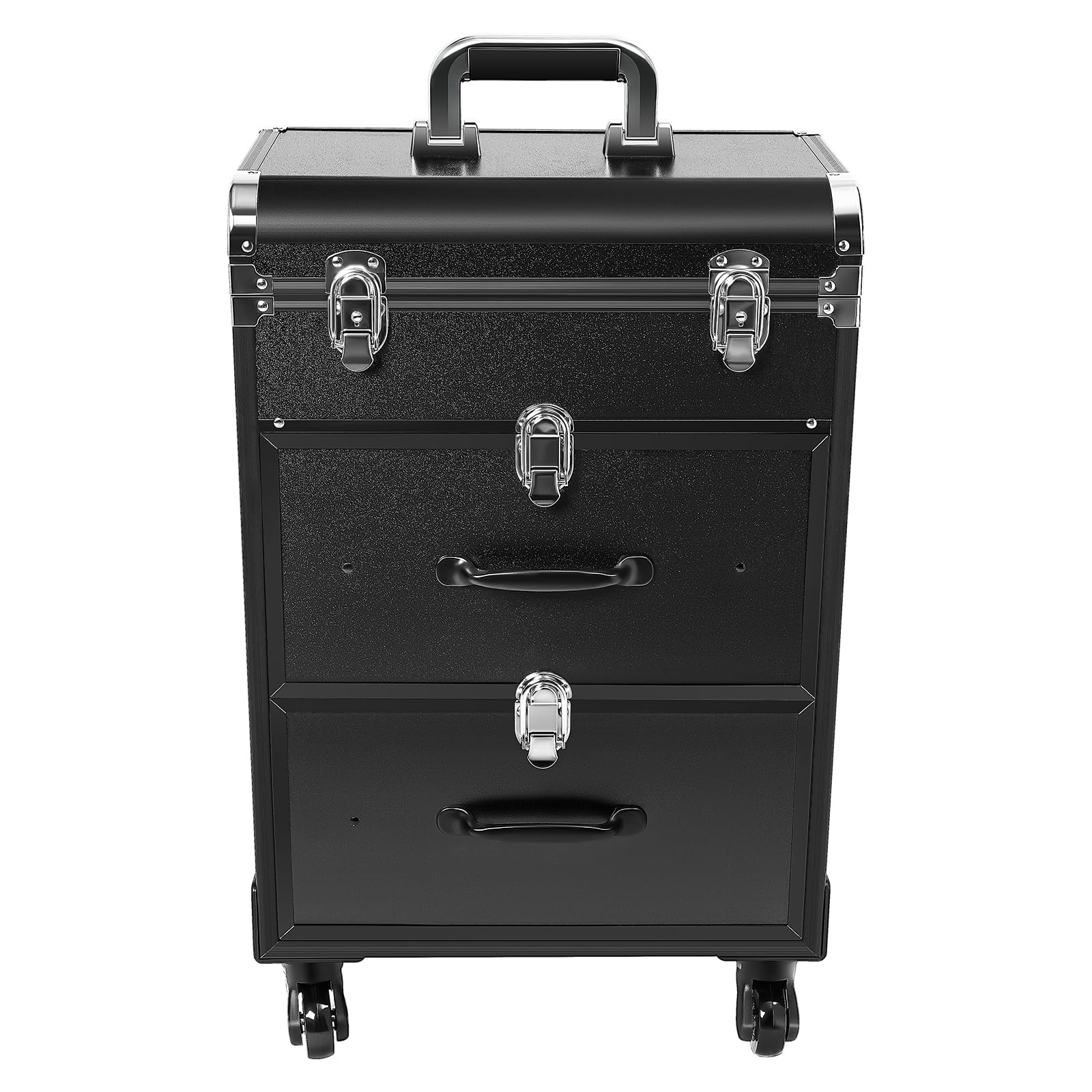 HYYKJ-US Professional Barber Case with Wheels,Rolling Nail Case,Rolling Makeup Cases with Wheels & Drawers, Salon Barber Cases Traveling Cart Trunk