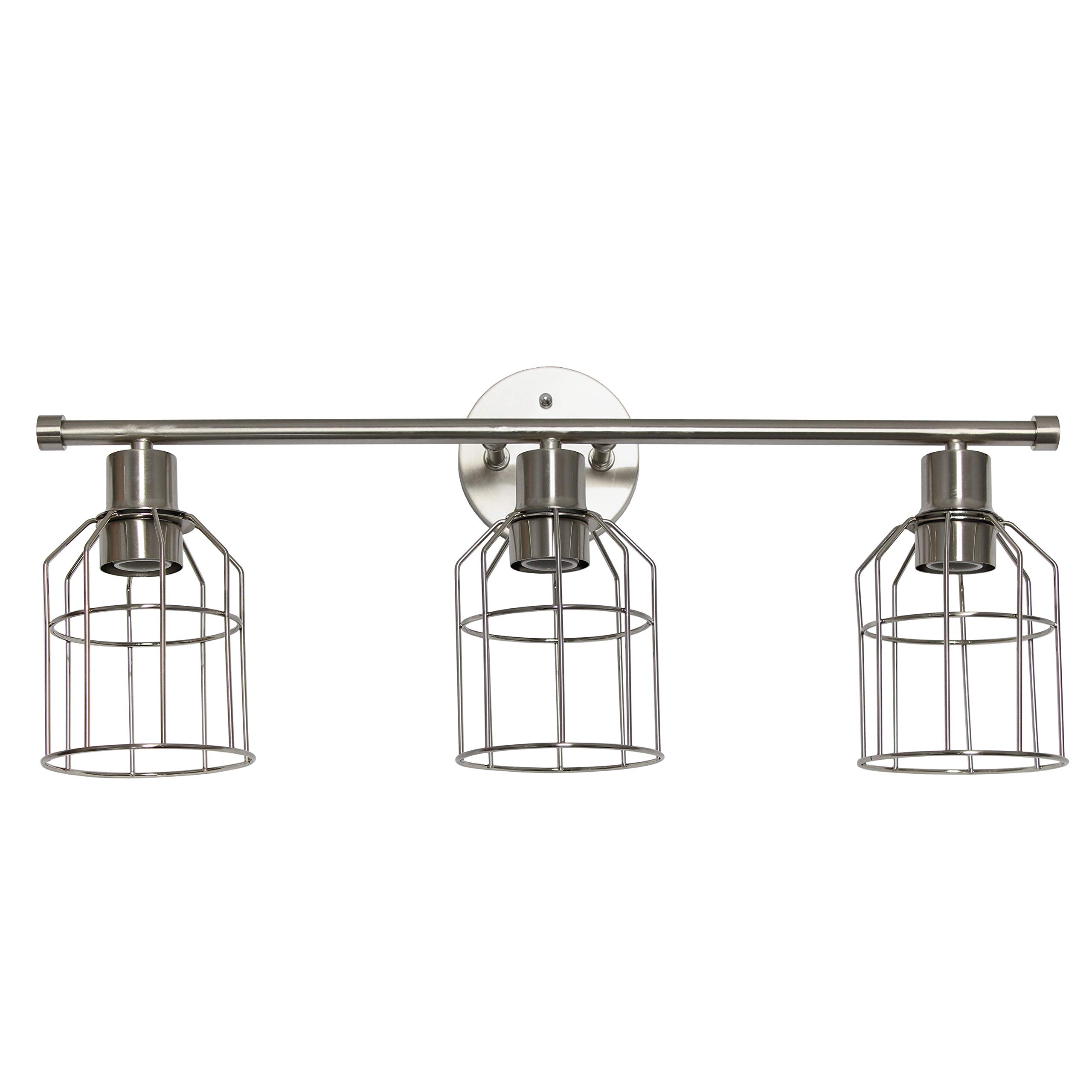 Elegant Designs VT1014-BSN 3 Light Cage Vanity Light, Brushed Nickel
