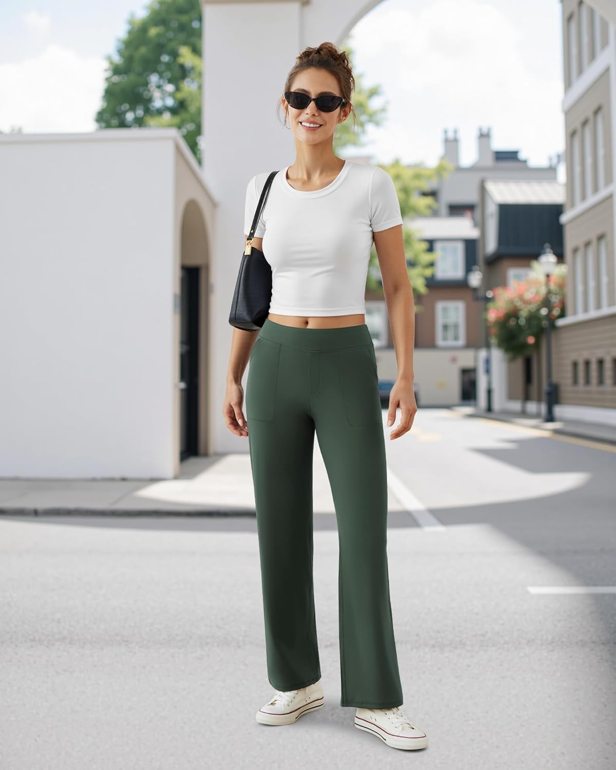Wide Leg Pants Woman Yoga Pants with Pockets Stretch Dress Work Pants Casual Lounge Sweatpants - Image 4