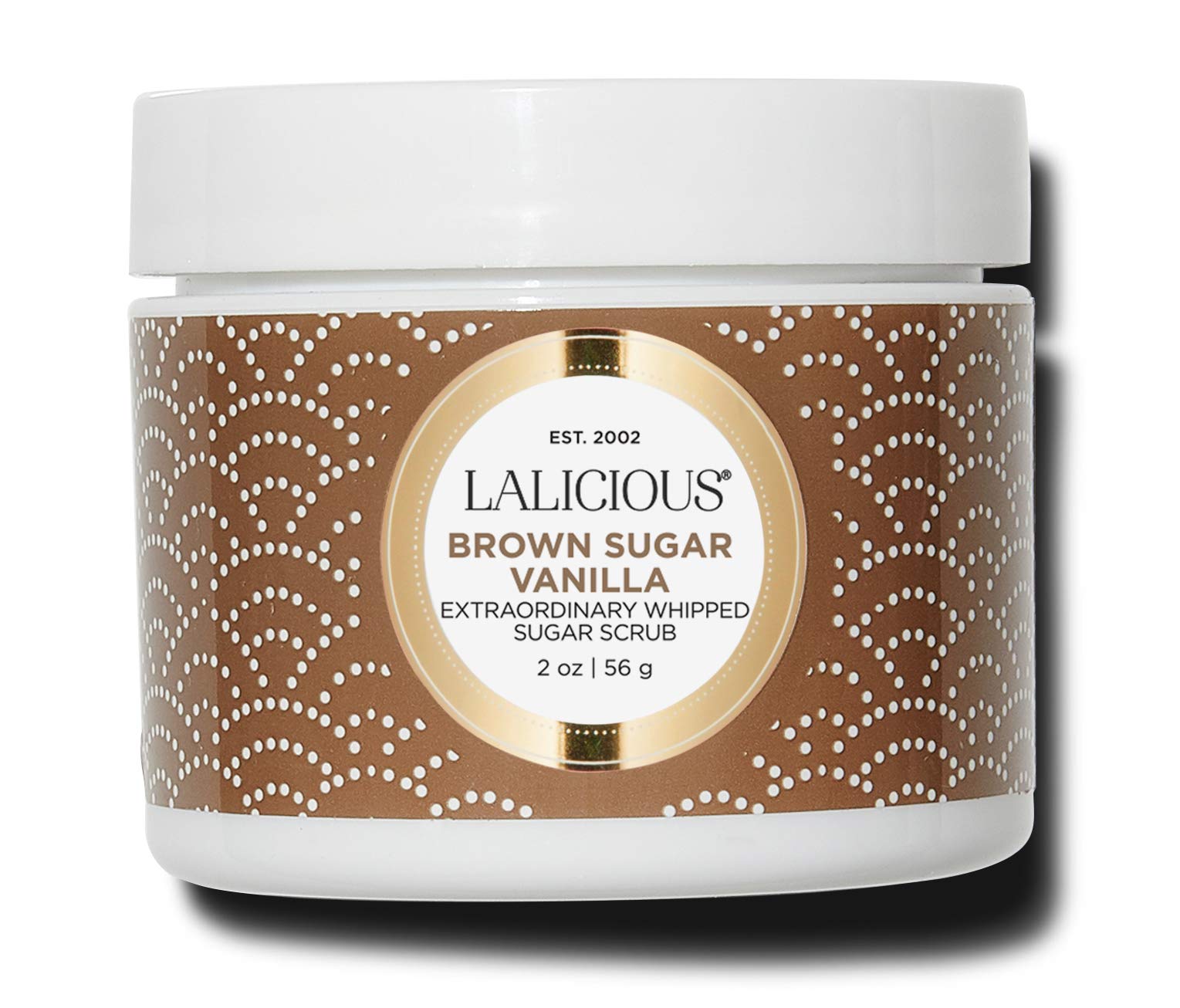 LALICIOUS Brown Sugar Vanilla Extraordinary Whipped Sugar Scrub - Cane Sugar Body Scrub with Coconut Oil & Honey, No Parabens (2 Ounces)