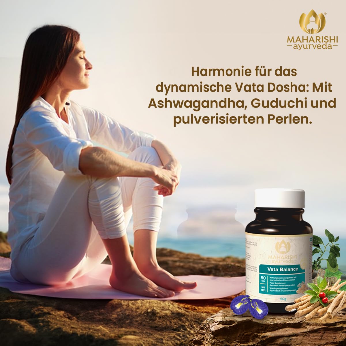 Maharishi Ayurveda Vata Balance | MA 1401 | Nahrungsergänzungsmittel aus Indien | Frucht und Kräuterzubereitung | mit Ashwagandha | 50 Tabletten | 1er Pack