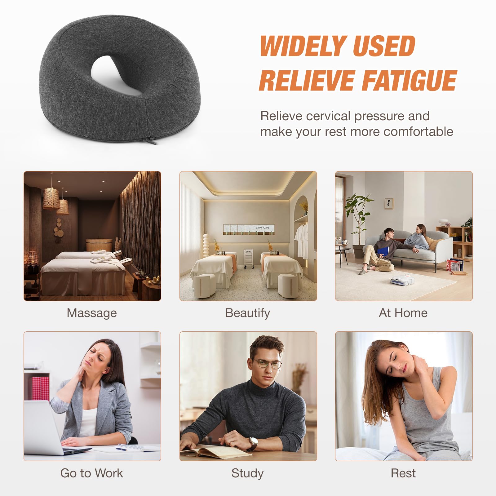 Mineup Oreiller De Massage pour Le Visage, Coussin Massage Visage, Tetiere Table De Massage, Respirant Coussin en Mousse À Mémoire, Coussin De Massage pour lit de Massage de Salon de Spa