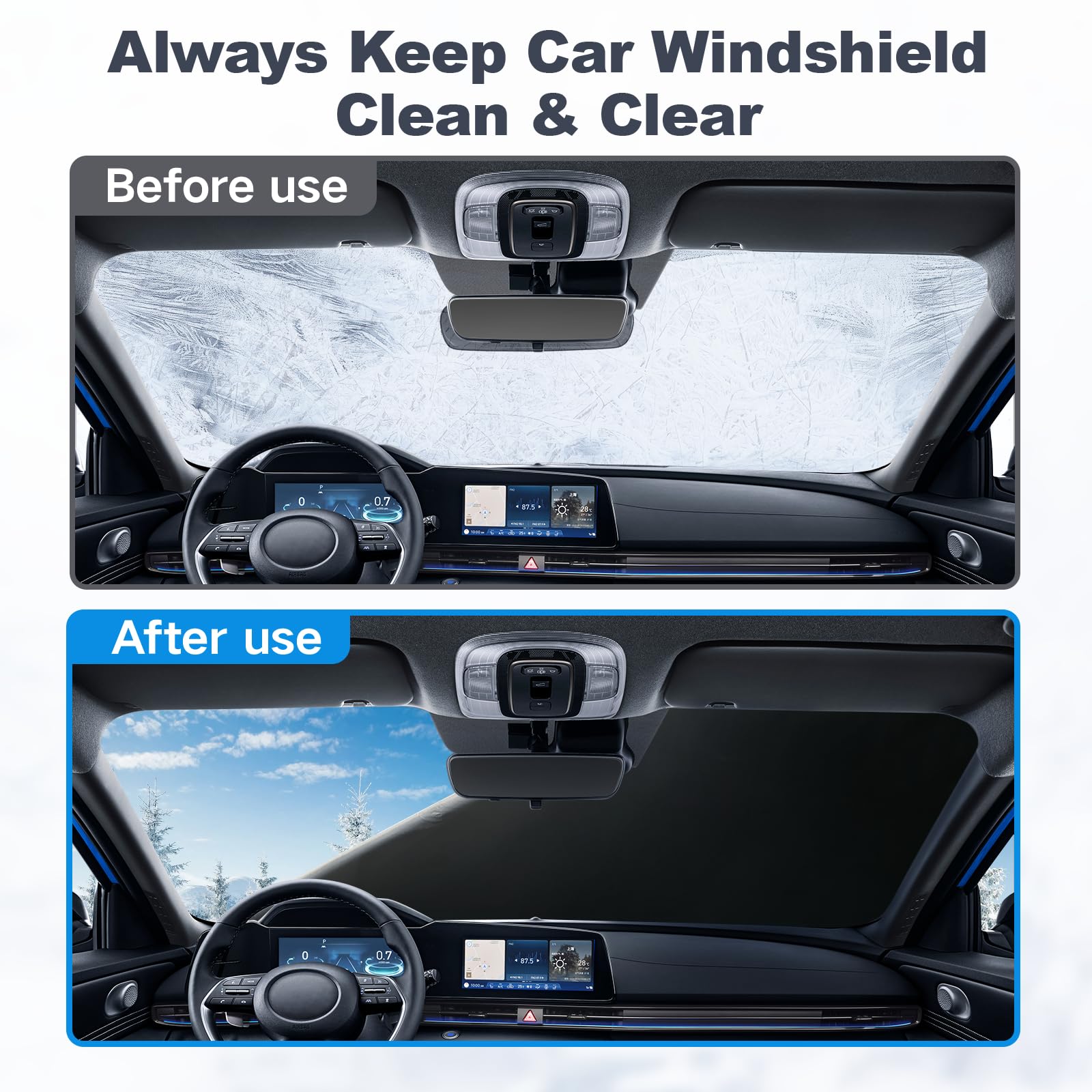 DooGooCoo Upgraded 7-Layer Car Windshield Snow Cover Efficient Winter Protection Against Snow Ice Frost and Water Military-Grade Durable — view 5