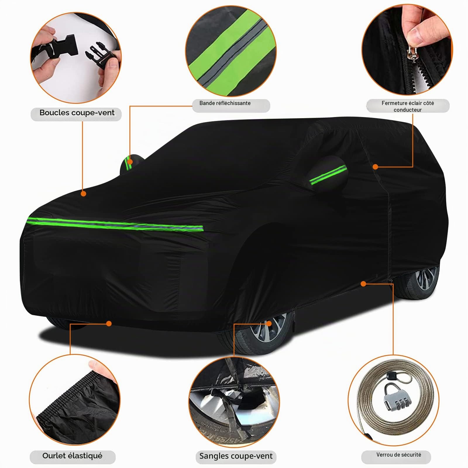 Housse Voiture Extérieur Remplacement pour Land Rover Range Rover Sport 2005-2025, Bâche Voiture Étanche Respirante Complète Housse Anti Soleil Neige avec Porte à glissière