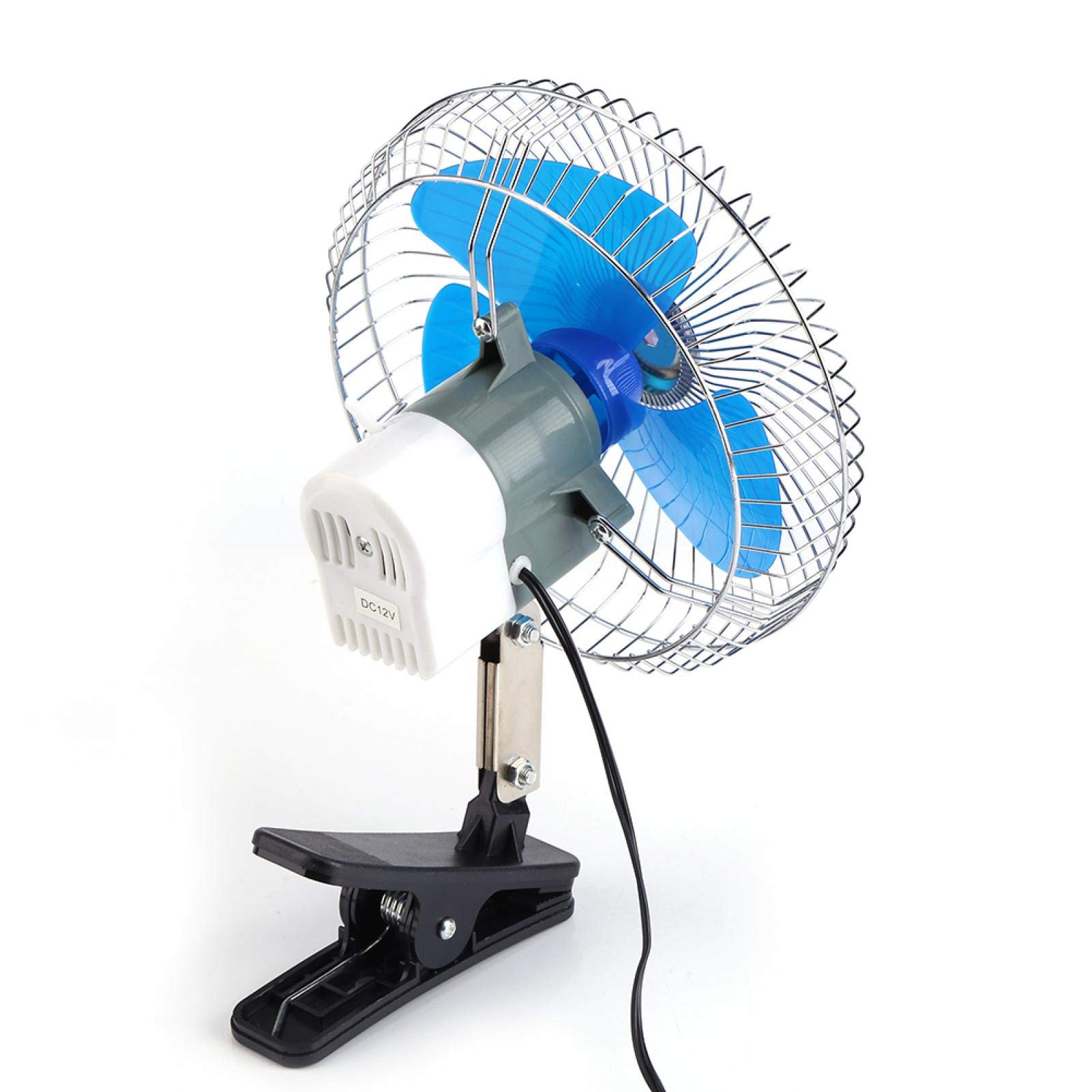 Nikou Mini Ventilateur à Pince, Rotation 180° Oscillant de Voiture Clip Fan Automobile Véhicule de Refroidissement Fan 12 V, 25 W pour Tableau de Bord de Voiture et Camion