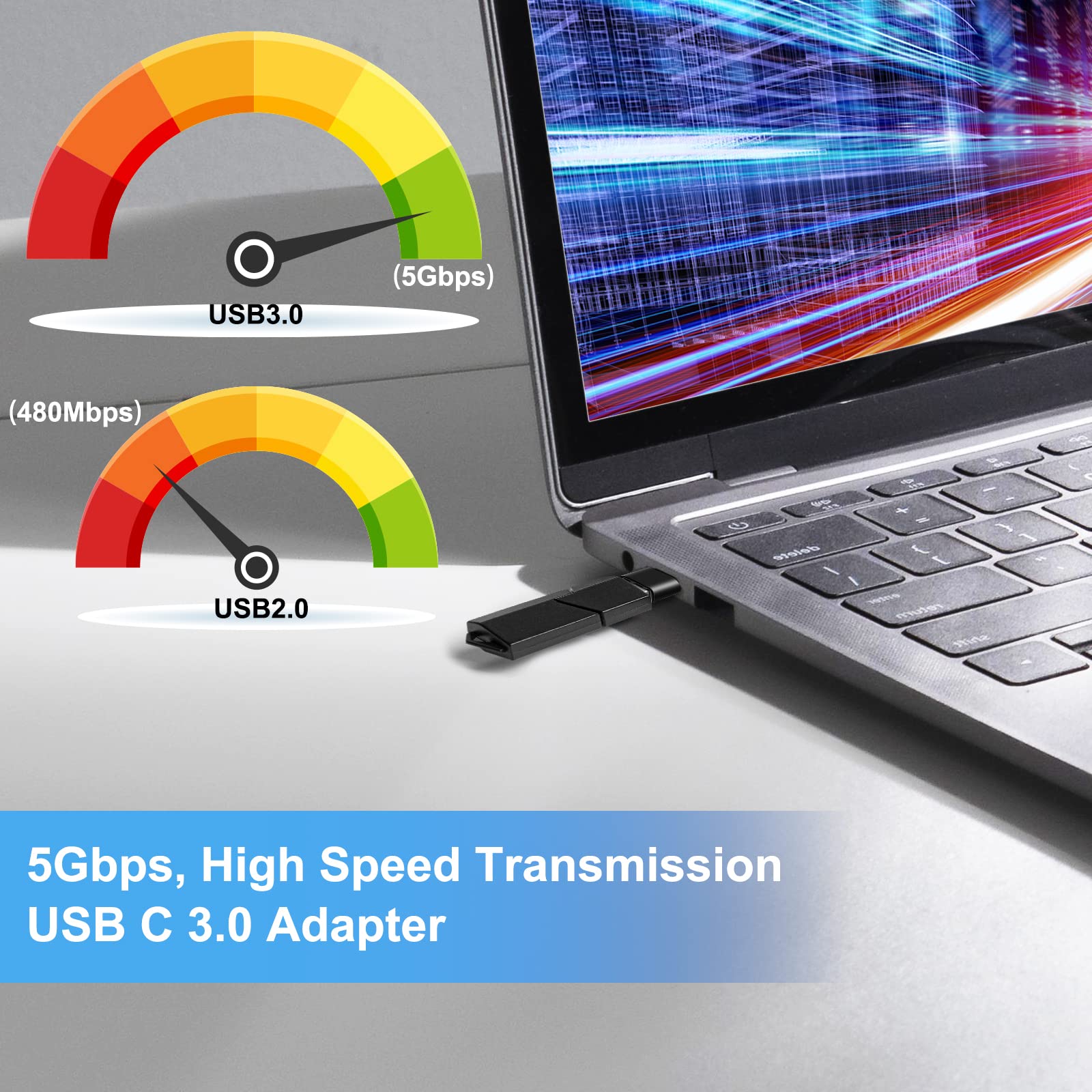 QINQ Adaptateur USB Sur USB C Packung 10,argenté Type-C Sur