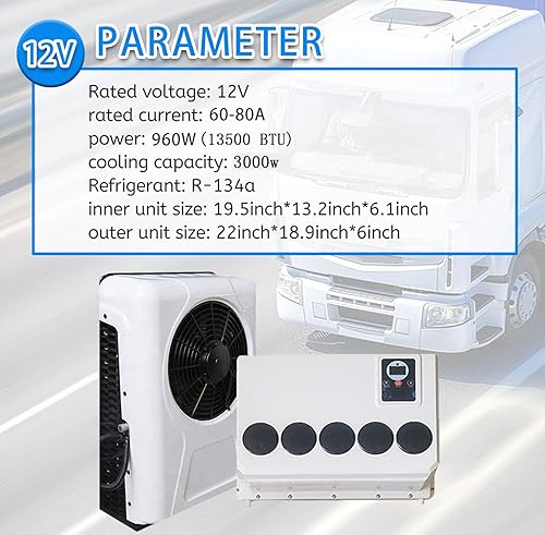 Miniatura 2 de Treeligo DC 12V Universal Electric RV Truck Aire acondicionado Camper Unidad AC 10000 BTU Enfriamiento rápido para autocaravana autobús tractor aire