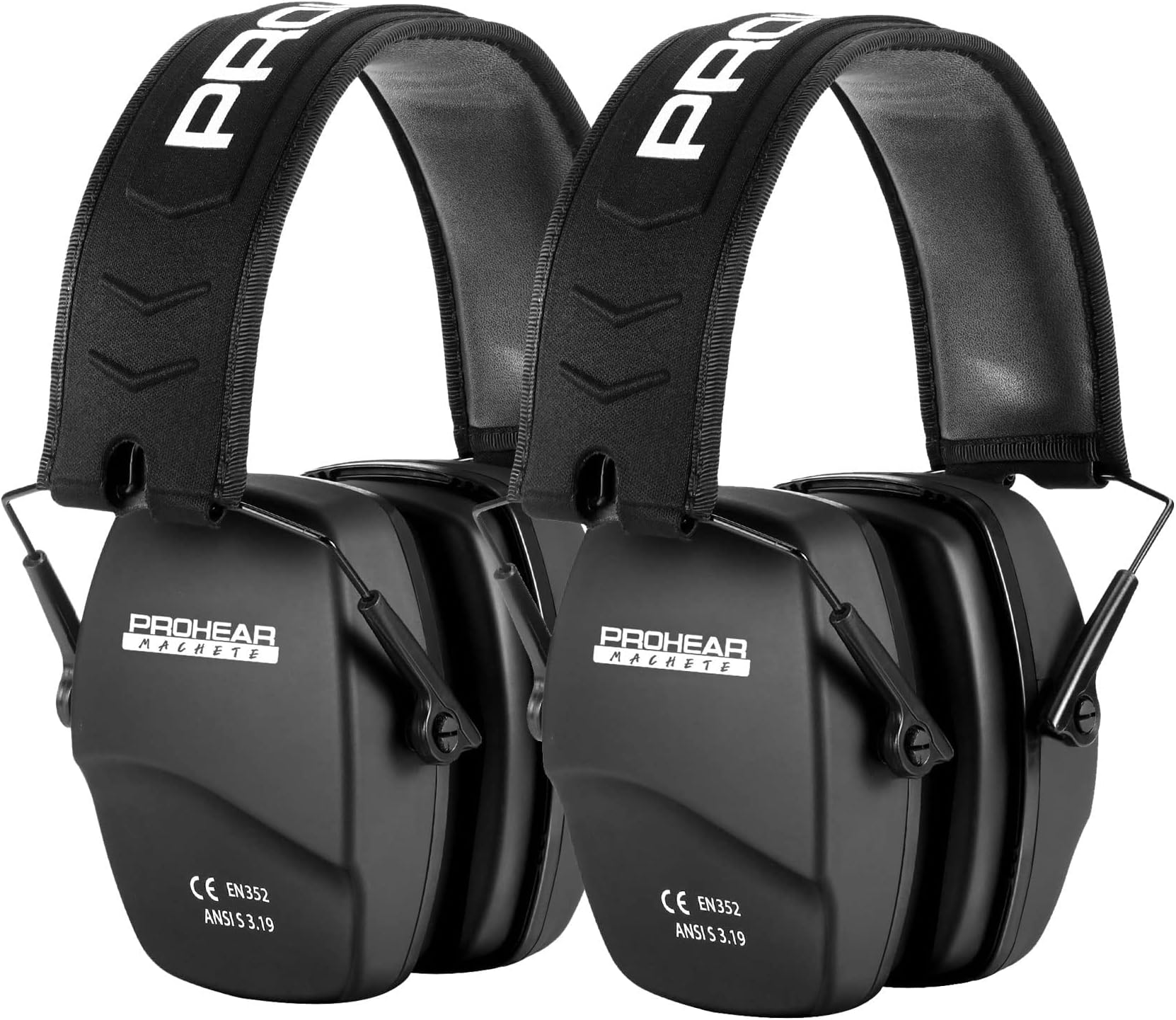 PROHEAR 016 Shooting Ear Protection Earmuffs 2 Pack, NRR 26dB for Gun Range, Hunting -Black and Black