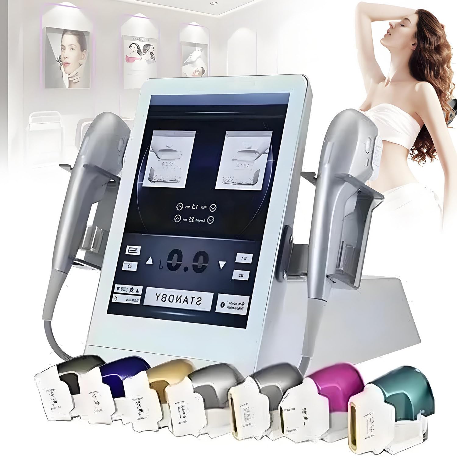 Mlyyydss Multicolor 7D Hifu Skin Tightening And Body Slimming Machine With 7 Cartridges, High-Intensity Focused Face Lifting Hifu Machine Tightens Fine Lines, Safe And Painless