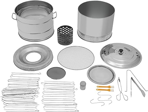 Miniatura 9 de DNYSYSJ Barril Ahumador Barril Para Asar Carne de 26 pulgadas con cocción de 360 y separación de aceite-carbón, Barril Ahumador Barril Asador para