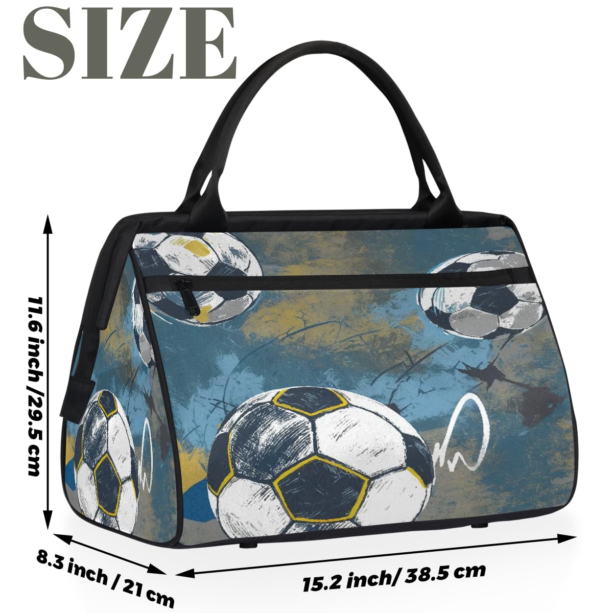 Bolsa de deporte de fútbol vintage para hombres y mujeres, bolsa de lona impermeable para fin de semana, bolsa de viaje ligera para equipaje de mano