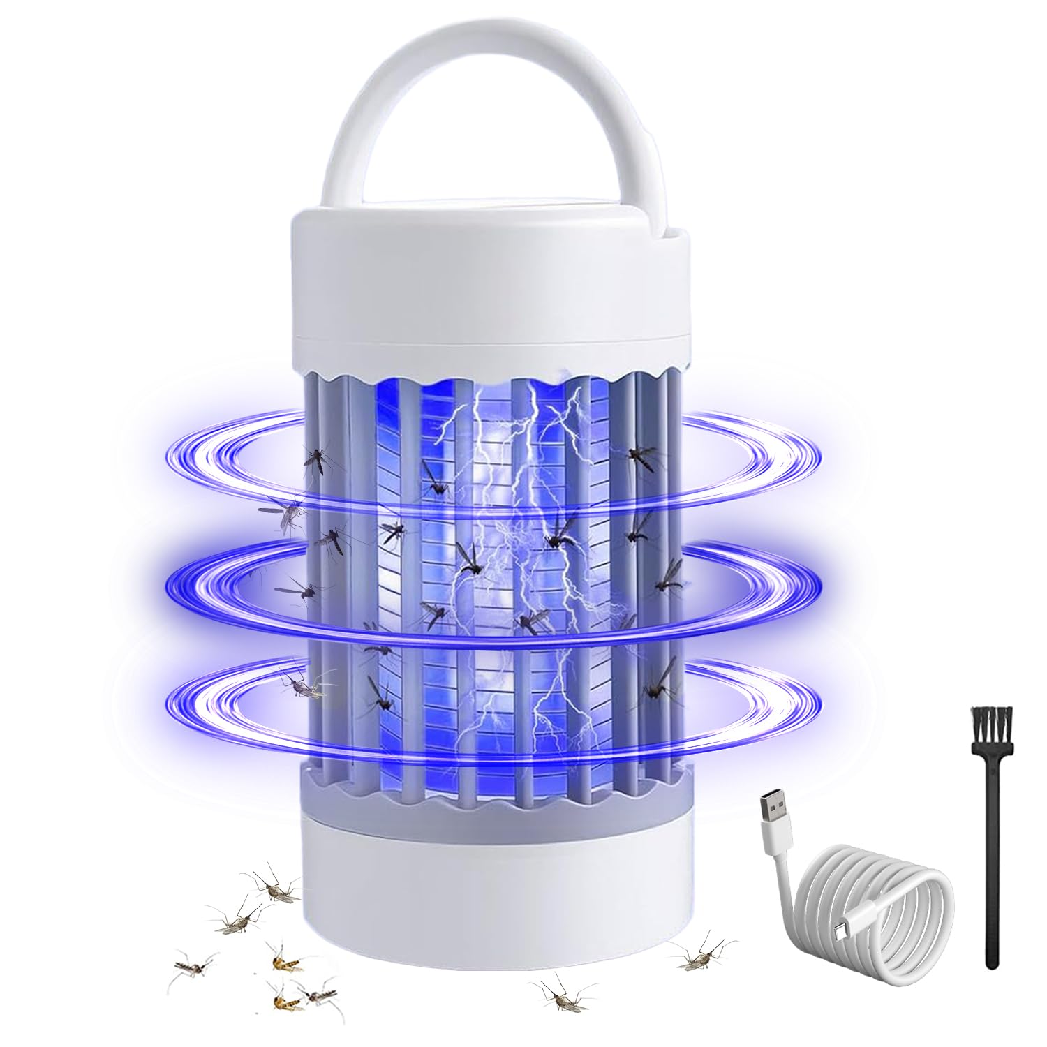 Electric Mosquito Killer Lamp Rechargeable Bug Zapper Small Fly Killer Portable Fly Zapper Uv Insect Zapper with Night Light for Motor Home Indoor Outdoor Garden Patio Terrace Camping Bedroom Quiet