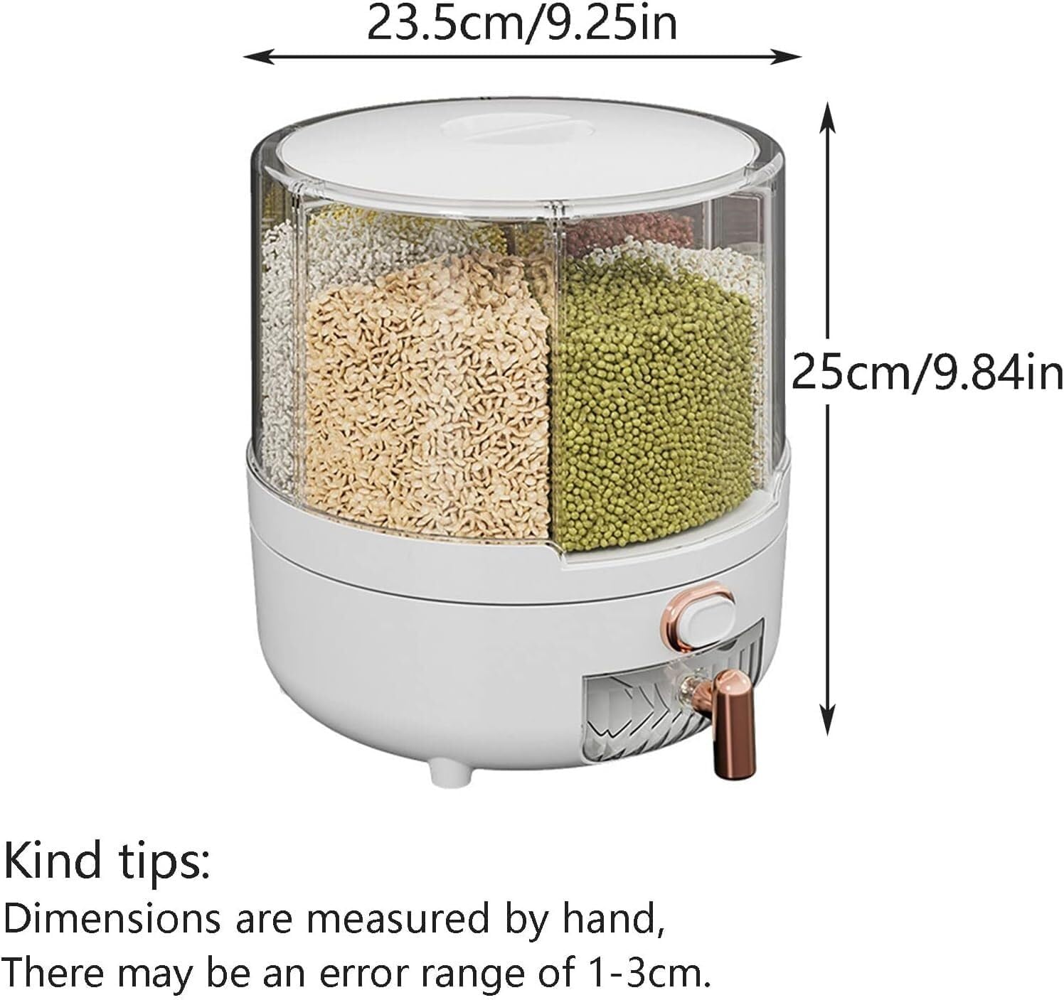 Dry Food Dispenser,Food Dispenser,Dry Food Container,360° Rotating Cereal Container,Food Container,Storage Container,for Cooking Rice,Soybean,Corn(23.5x25cm)