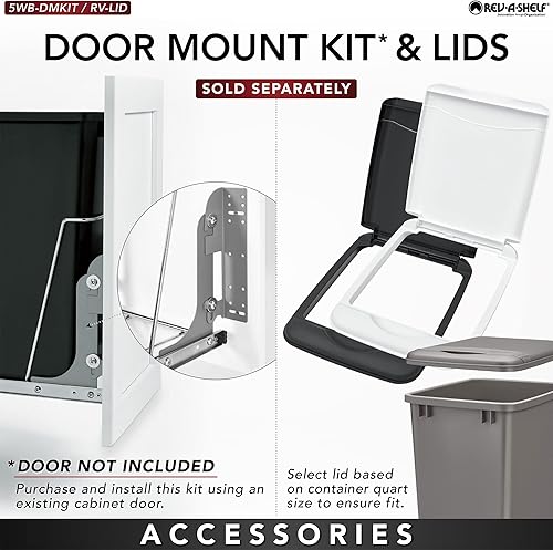 Miniatura 4 de Rev-A-Shelf RV-18KD-11C S - Contenedor de basura de doble alambre cromado de 35 cuartos de galón con toboganes de extensión completa color blanco