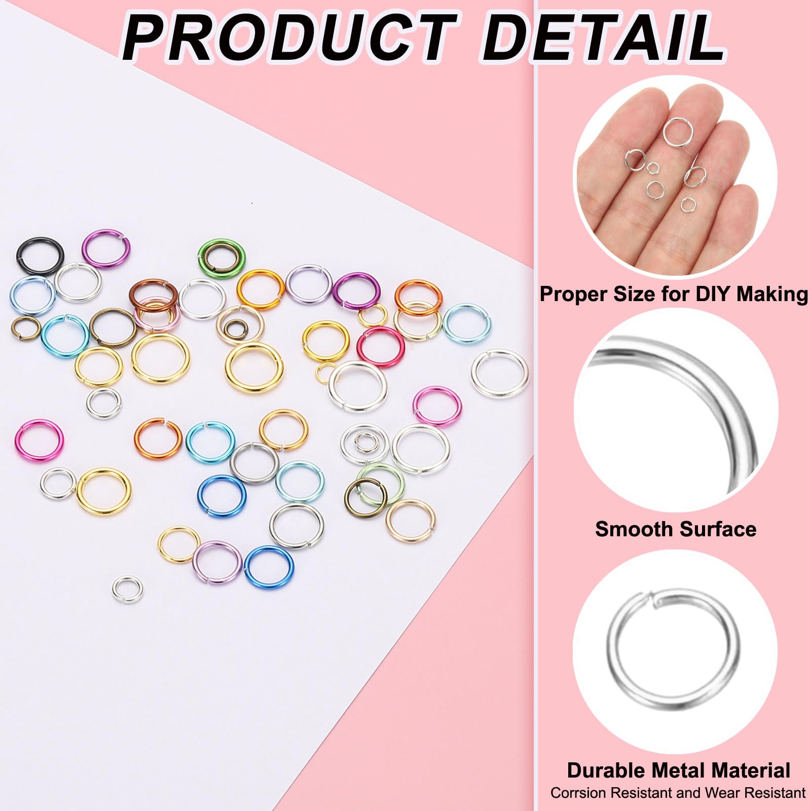 PATIKIL Open Jump Rings, 1000 Pcs 4mm Round Ring Charm Loops Connector for Jewelry Making Supplies DIY Craft Keychains Necklaces Earrings, Silver Tone - Image 3