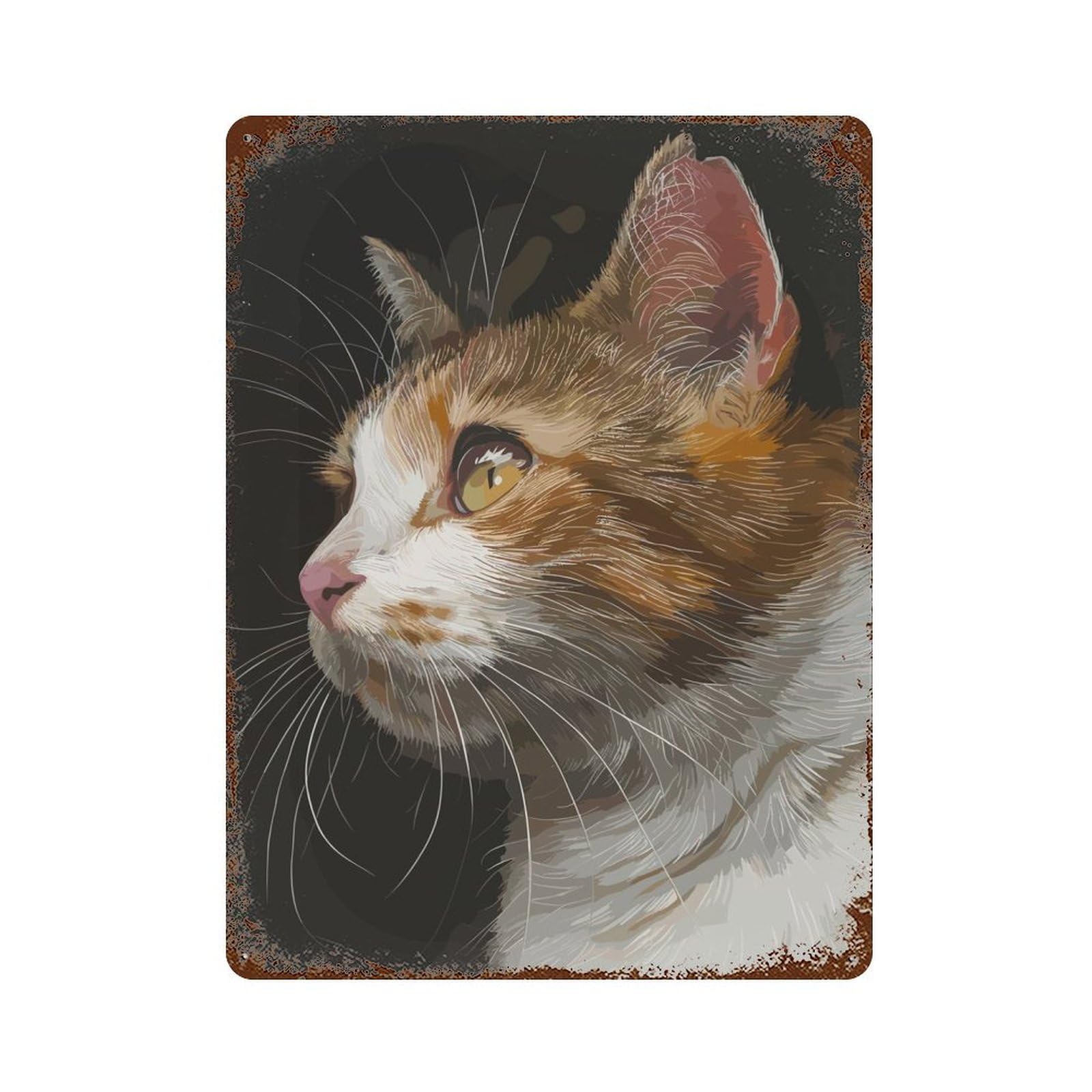 Vintage Rust Metal Sign with Vintage Vector Cat Design 15.7"x11.8", for Shed, Workshop And Garage Wall Decor, Classic Wall Plaque