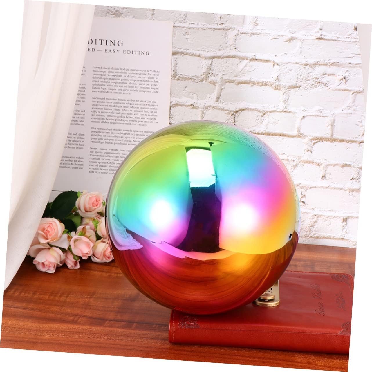 DULAI 3 Pcs Outdoor Decoration Christmas Tree Ornaments Mirror Trim Metal Garden Globe Gazing Ball Reflective Garden Colorful Metal Ball Multi-Purpose Metal Ball Reflective Ball Earth