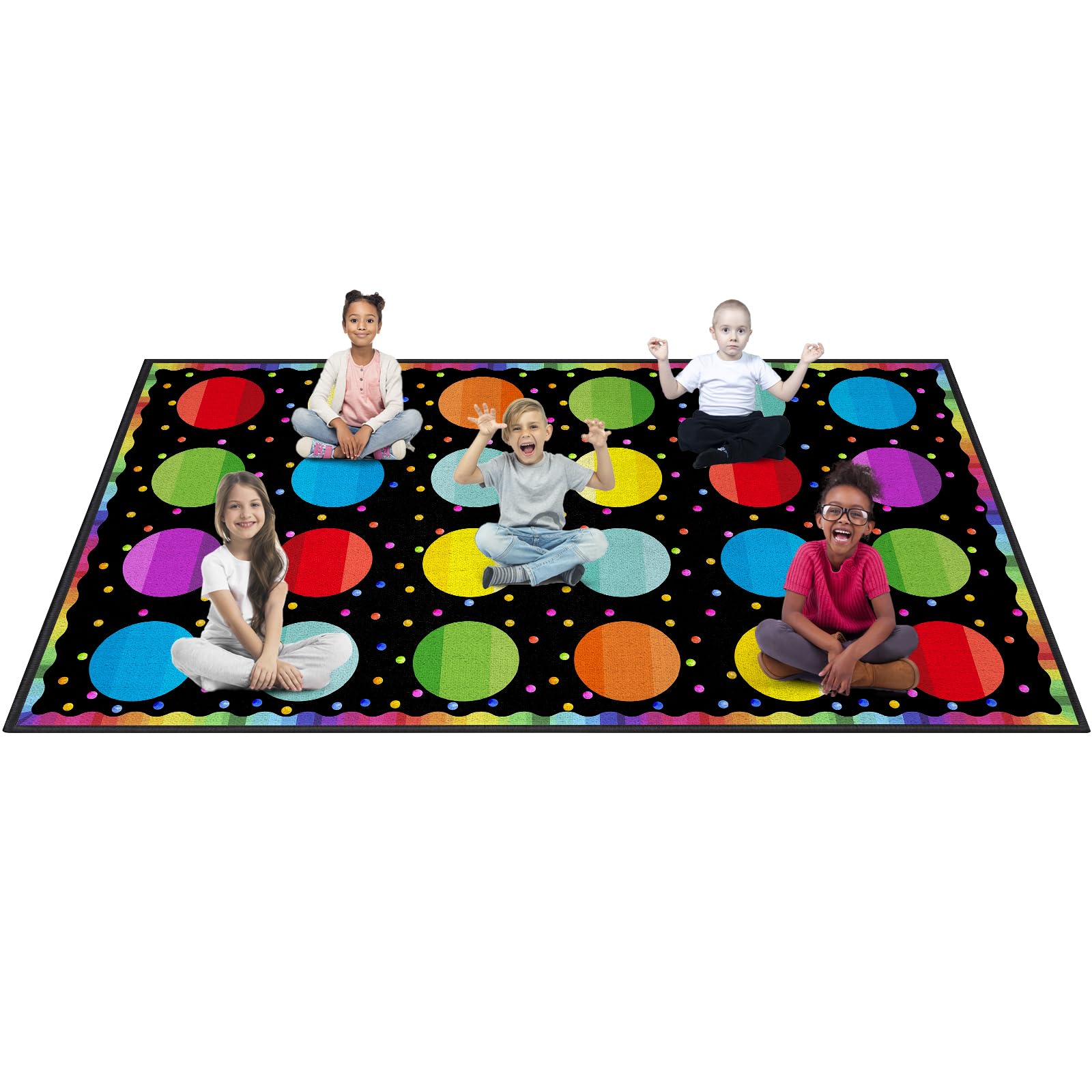 Booooom Jackson Black Seating Classroom Rug for Kids Room Seating Décor, 7'54''x13'12'' Large Preschool Carpet Seating Rug for Teaching and Playroom,