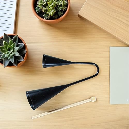 Miniatura 7 de VICASKY Instrumento de campana tradicional, percusión de mano, agogo, educativo, para niños, campana de agogo con palo de madera, instrumento de