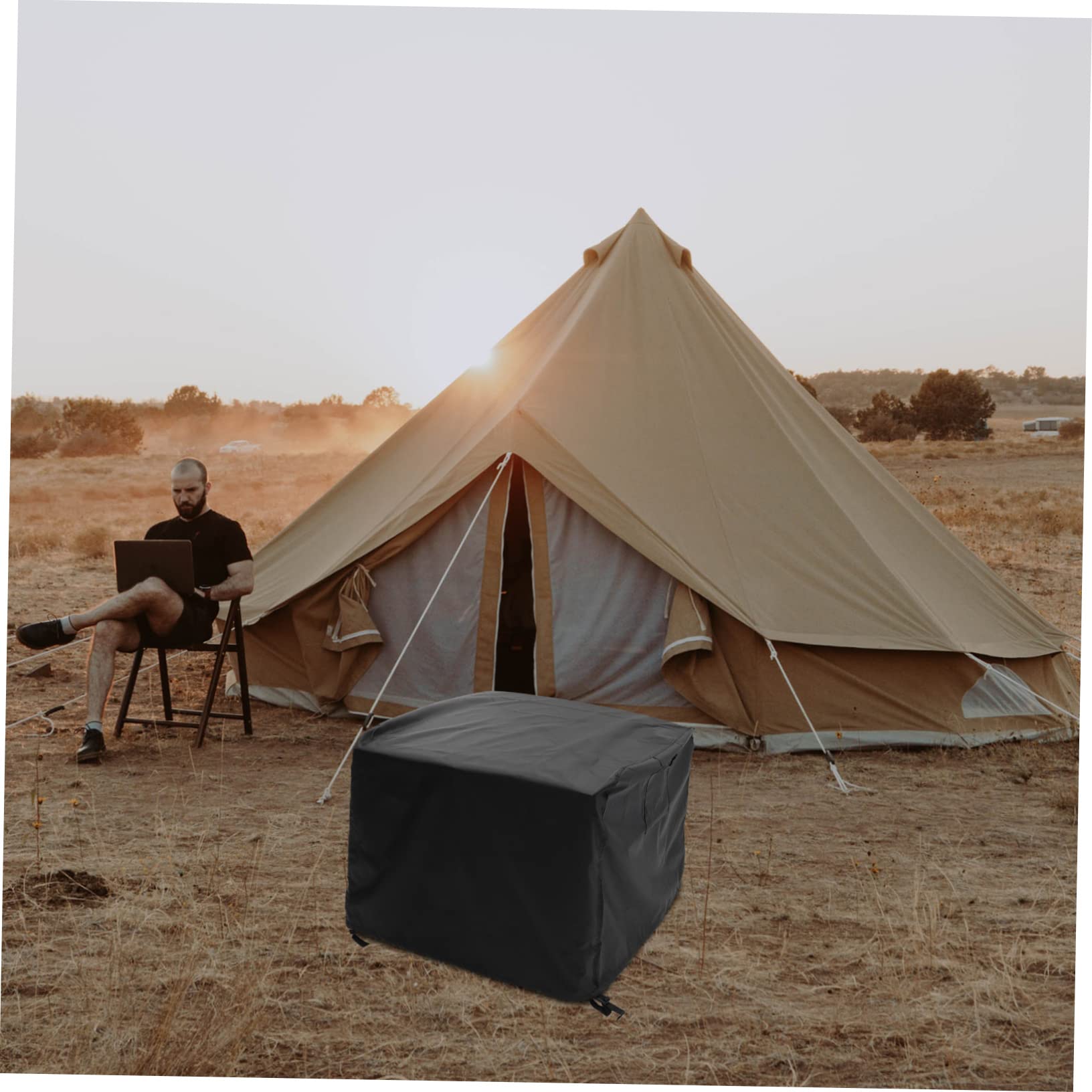 Mikikit Funda para Estufa de Barbacoa Diseño de Cordón Cubierta para Fogatas de Jardín Funda Protectora para Horno de Barbacoa para Uso al Aire