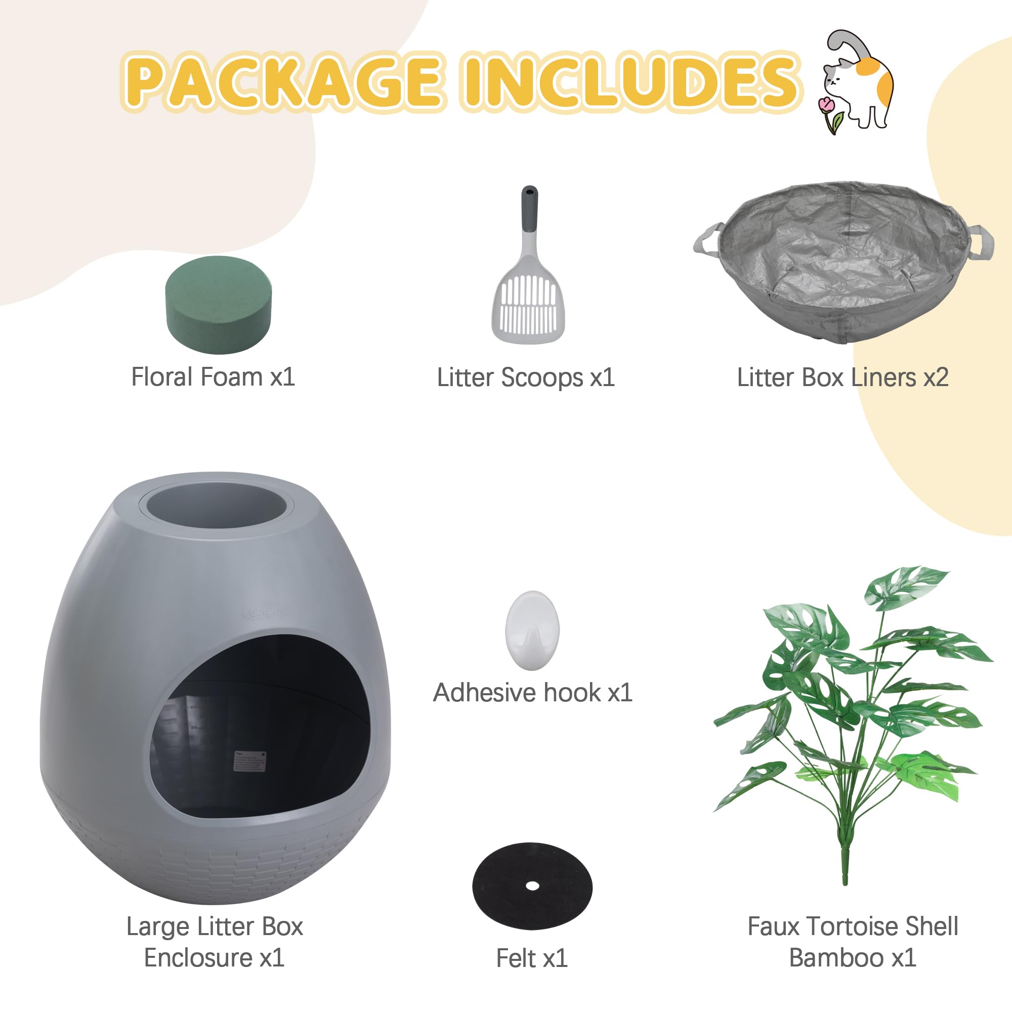 Arenero para gatos como maceta, caja de arena multifuncional con tapa y planta, arenero para gatos oculto, ideal para la mayoría de los gatos, la elección ideal para apartamentos y oficinas (gris)