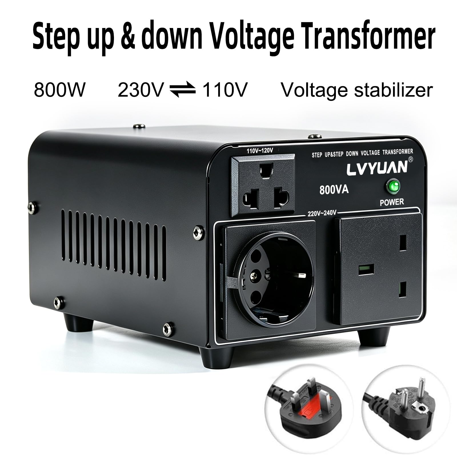 Cantonape 800 VA 110 V USA przetwornica napięcia transformator pierścieniowy 800 W - In: 110 V lub 220 V/Out: 220 V, 800 W przetwornica napięcia