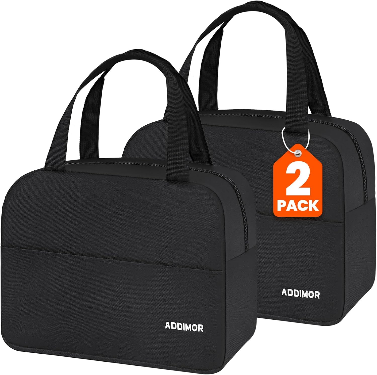 Lunch Bags Women, 2 Pack Lunch Box Lunch Bag for Women Adult Men, Small Leakproof Cute Lunch Tote Bags Large Capacity Reusable Insulated Cooler Lunch Container for Work Office Picnic or Travel (Black)