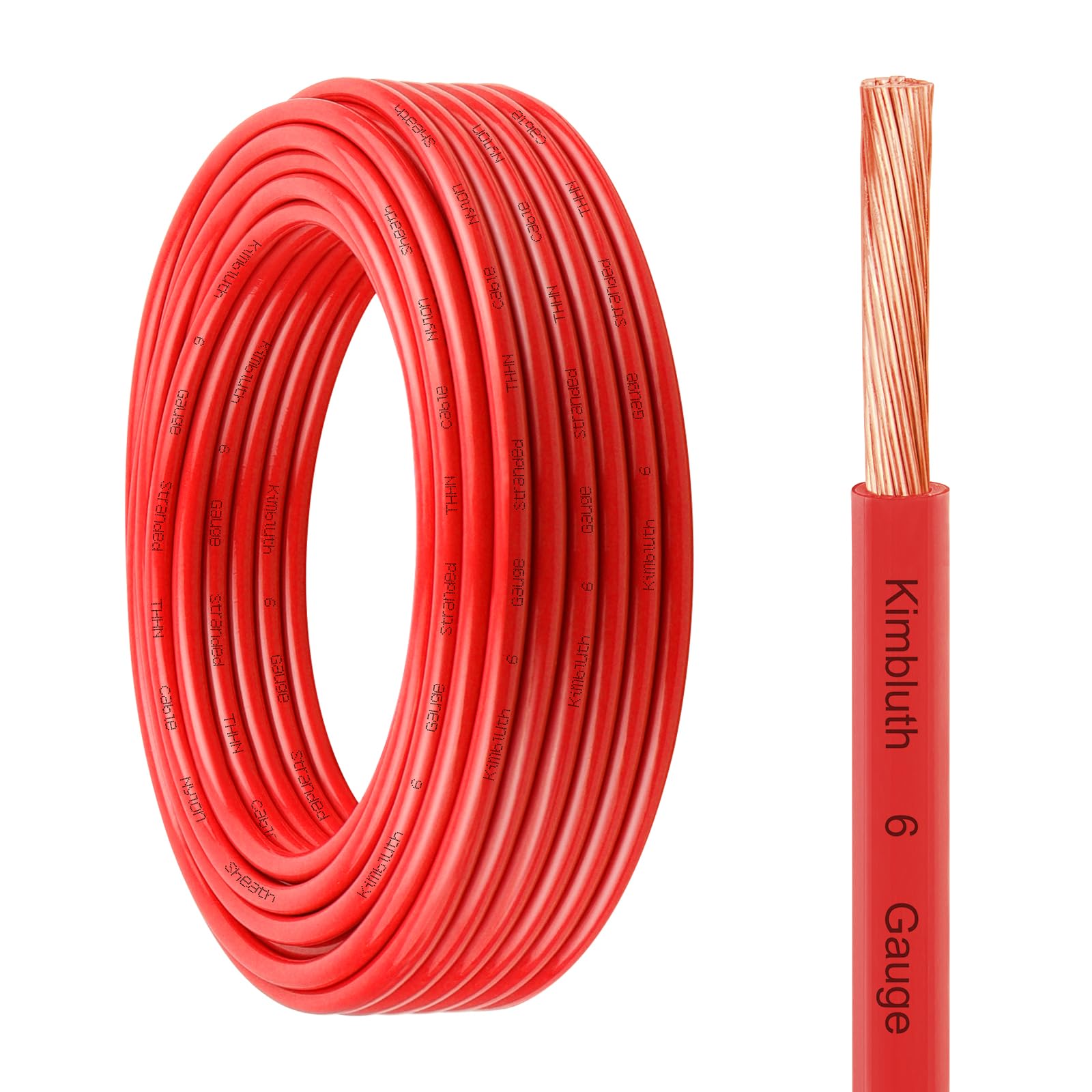 THHN Wire 6 Gauge 15 FT Stranded Copper Wire, 6 AWG Copper Wire Rated up to 600V Building Wire Nylon Jacket for Residential, CNC, Ground, Industrial (