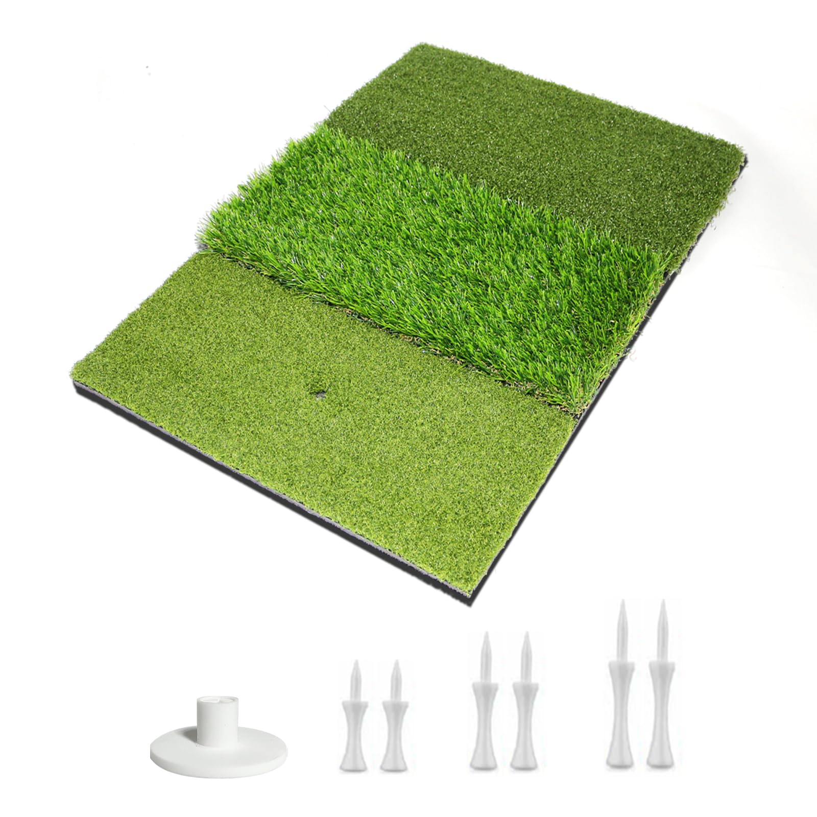 Golf Hitting Practice Foldable Mat Three Lawn Set 24x16''(60x40cm) Portable with Tees Indoor Outdoor