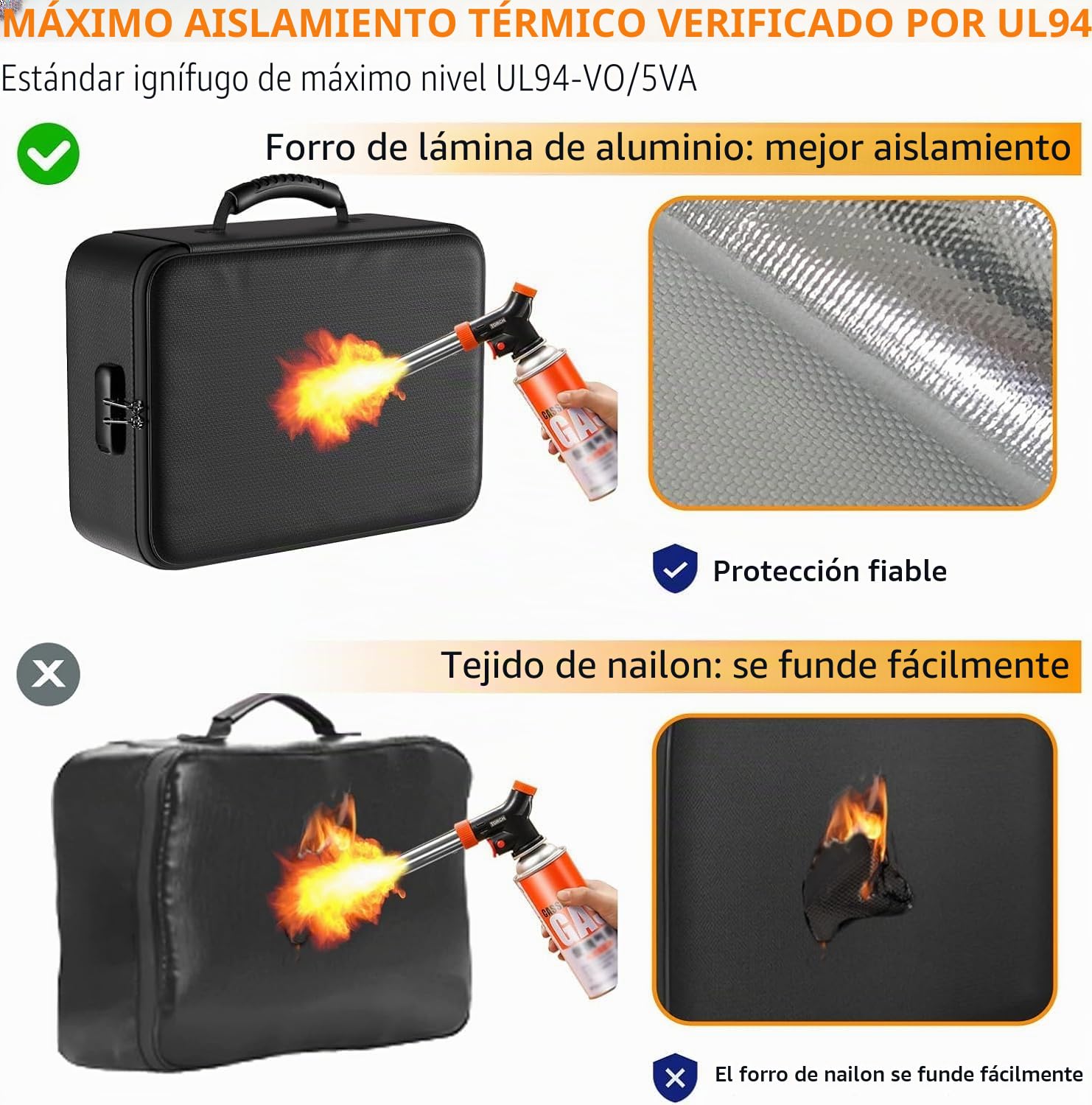 Caja de Documentos Ignífuga DocSafe 5200°F Caja de Almacenamiento con Aislamiento Térmico Mejorada Ignífuga y Resistente al Agua Organizador de Archivos de 8 Capas con Cerradura, Almacenamiento Seguro