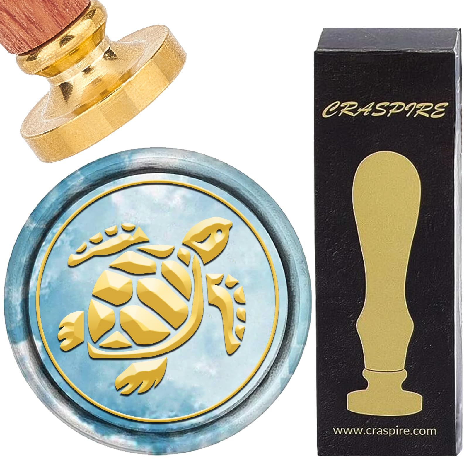 CRASPIRE Turtle Wax Seal Stamp Retro Sea Animal Sealing Wax Stamp 25mm Removable Brass Head with Rosewood Handle for DIY Scrapbooking Invitation Gift Wrap Envelopes Wine Packages