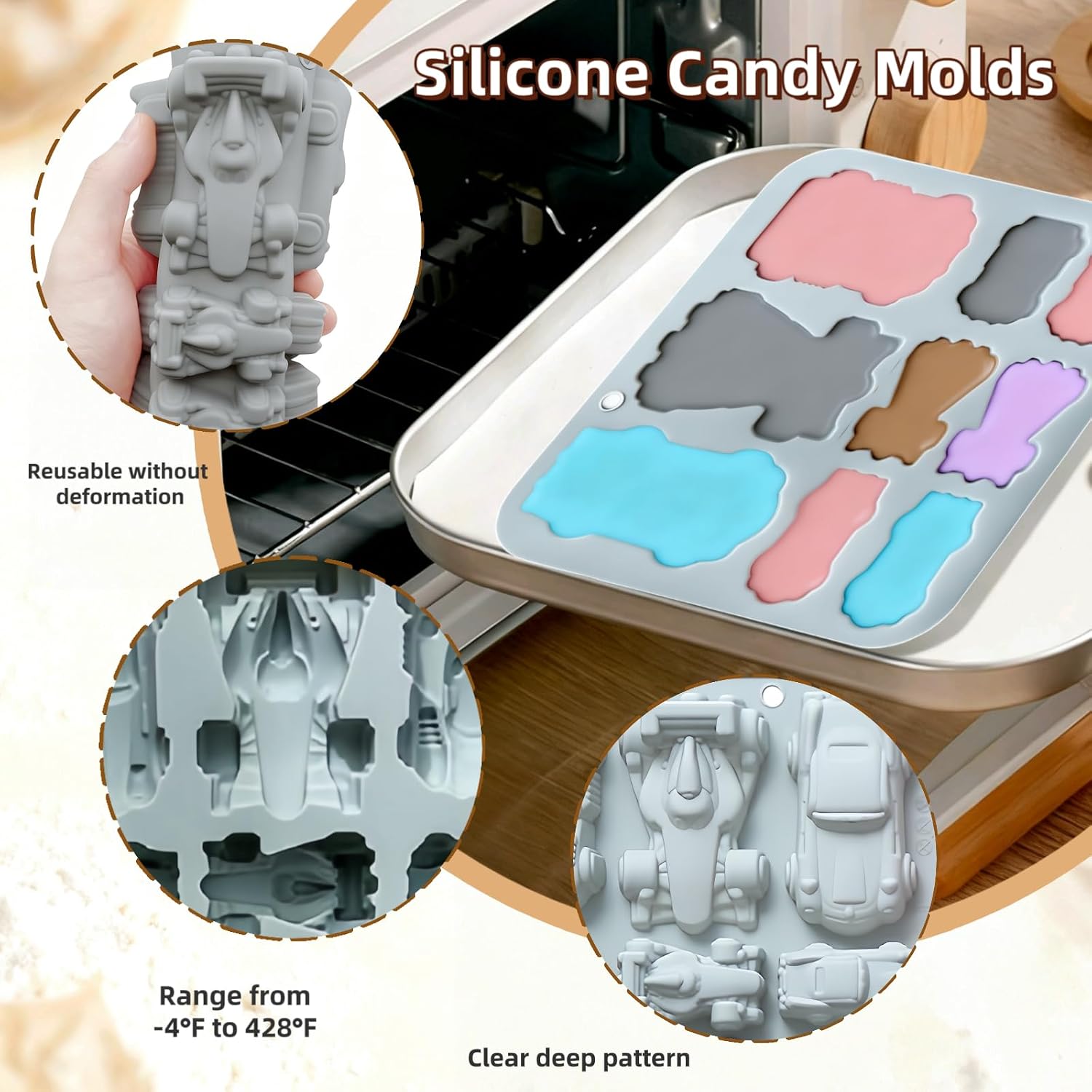 XIMEO Race Car Silicone Molds, 2 Pack, for Chocolate, Candy & Gummy image 3