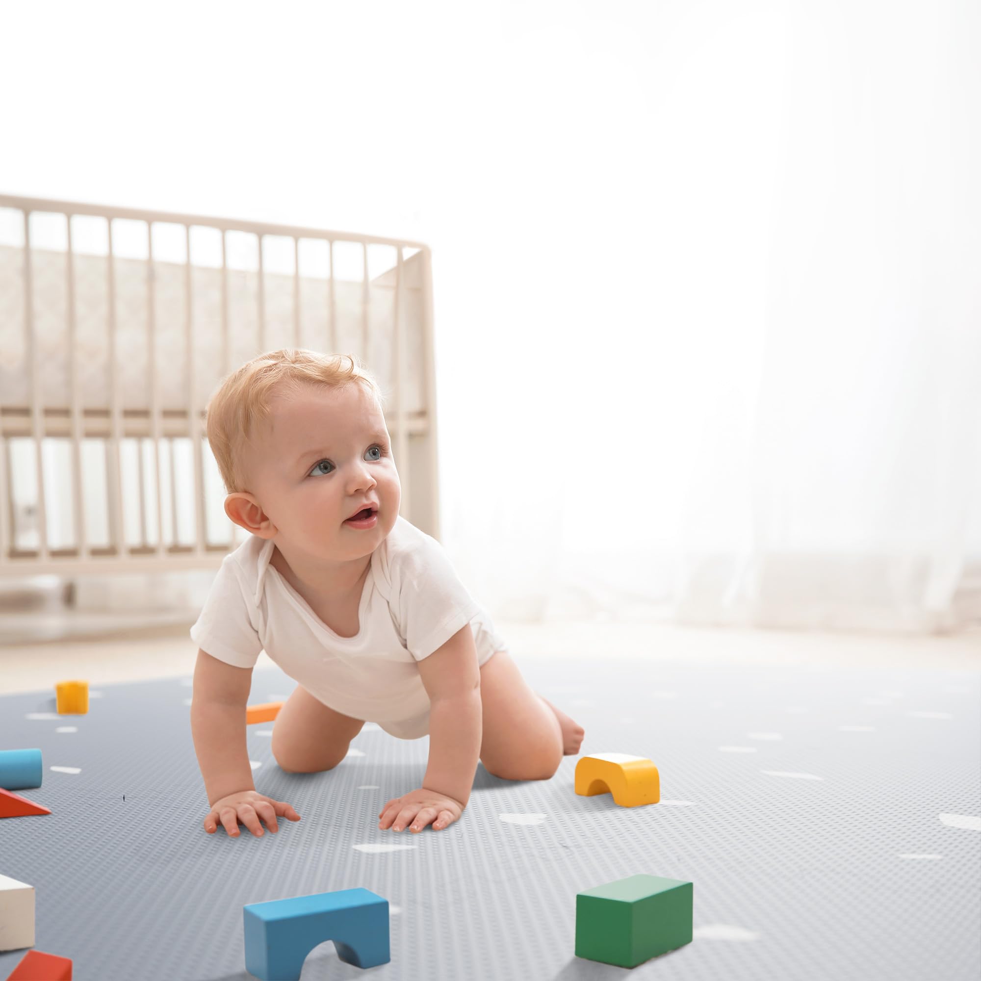 Stylish Baby Play Mat - Soft, Easy to Clean 5.6 x 4 ft. Floor Mat Creates A Safe Play Area for Your Baby Boy or Girl - The Perfect Modern Foam Playmat Fits Nicely with Your Kids Playroom Or Home Decor