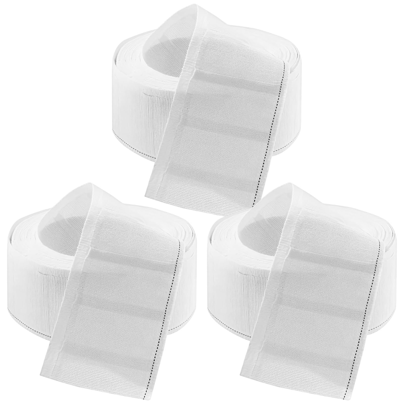 Lot de 3 rouleaux de ruban fronceur blanc pour draperies, 5 m chacun, lavable en machine, en polyester-coton pour projets de rideaux