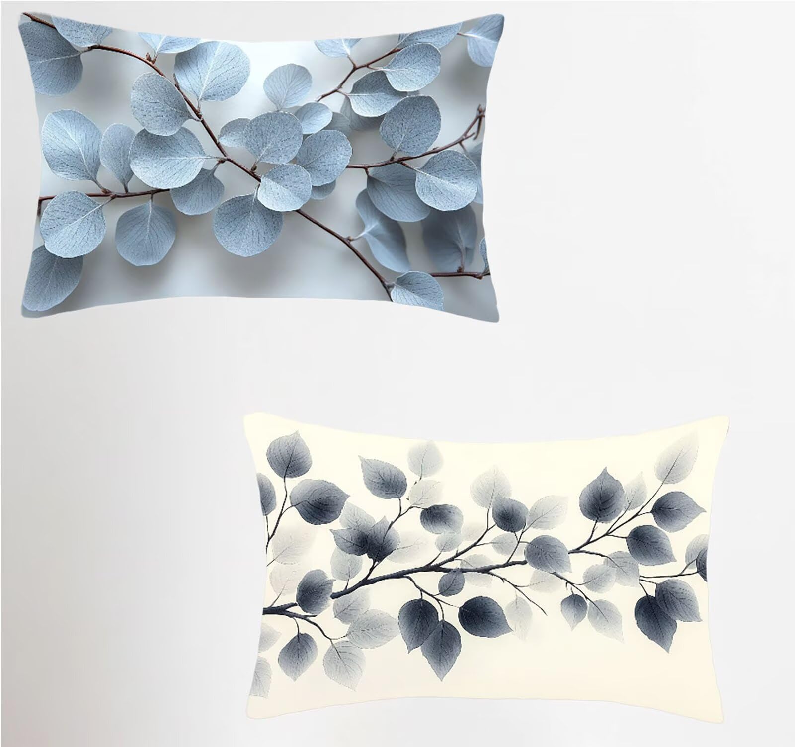 Federe Cuscino 60x80 Set di 2, Beige Federe Cuscini Divano Lino, Rettangolari Copricuscini 60x80cm Con Cerniera Invisibile, Copricuscino per Camera Letto Casa Decorazioni Regalo, Pianta I-4216
