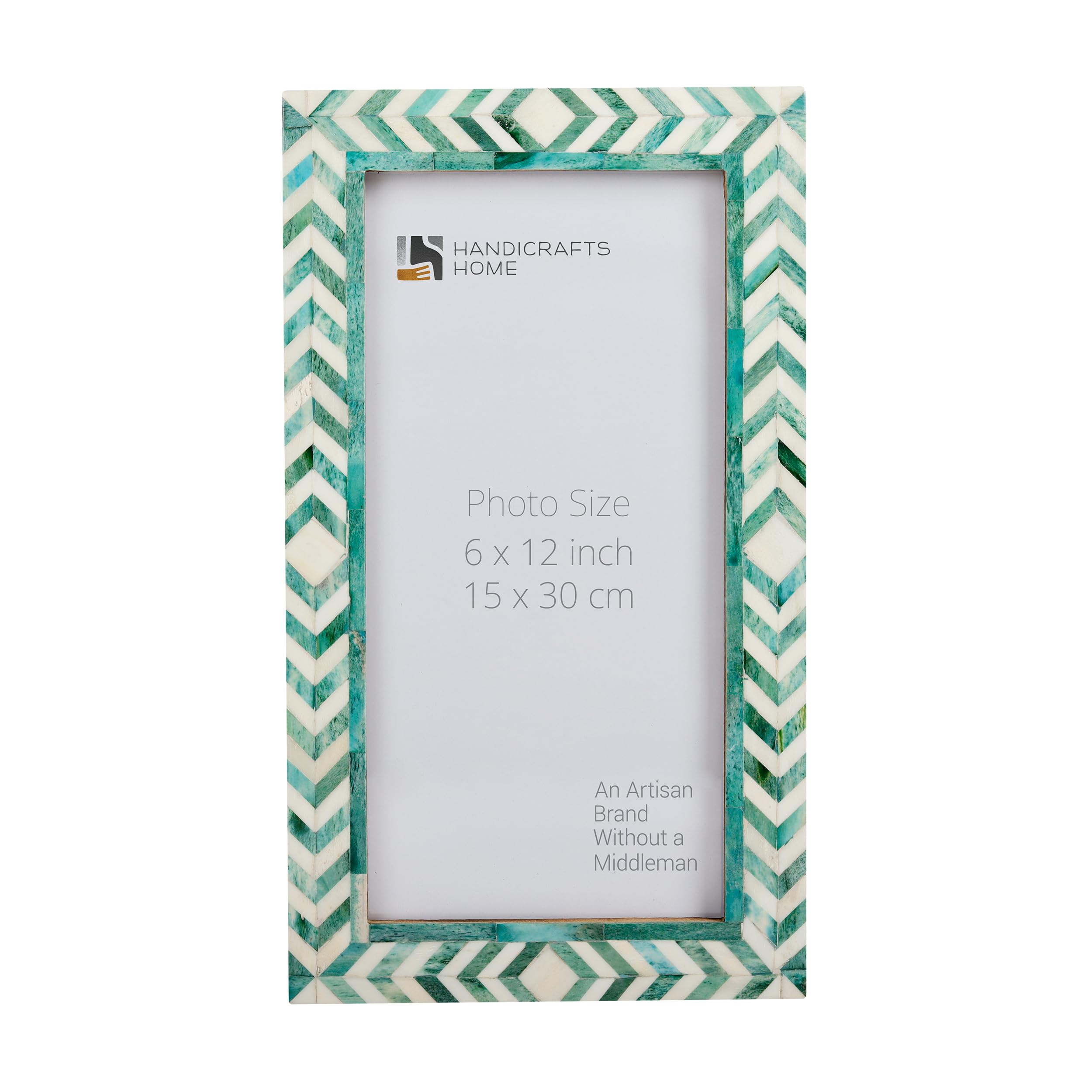 Handicrafts Home 6" x 12" Photo Picture Frames Handmade Art Wall Hanging Nursery Guest Living Room Wall Decor Gifts, Taj Green