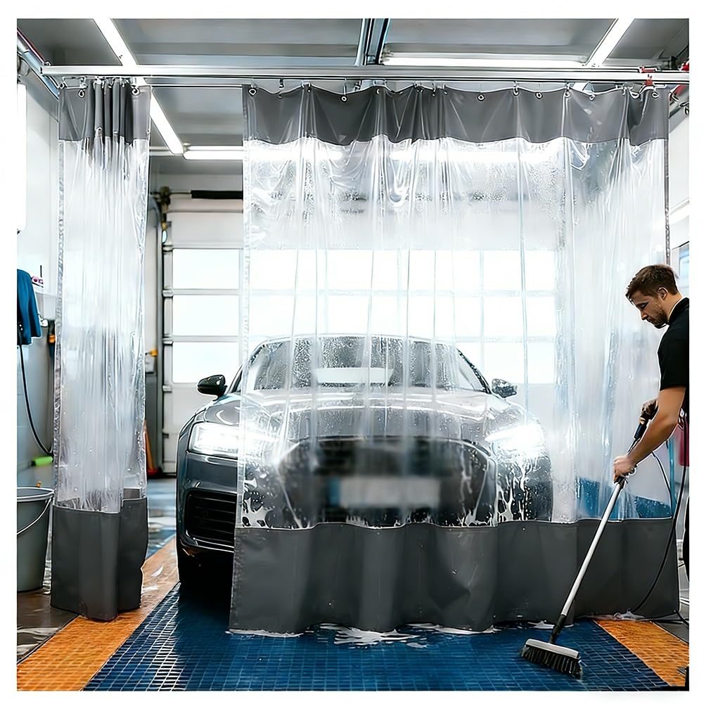 GJMSSMY Industrial Divider Curtains, Garage Divider Curtains for Work Areas, Heavy-Duty Waterproof Car Wash Partition Curtain, Quick Rolling and Easy to Clean, Divide Work Areas Quickly(6x2m/19.7x6.