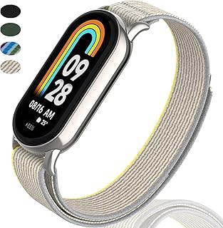 NINKI Sport Bands Compatible Xiaomi Mi Band 8 Band Nylon for Men Women,Adjustable Breathable Comfortable Soft Stretchy Wristband Woven Strap Band for Mi Band 8 Band Xiaomi Mi Band Nylon Band Starlight
