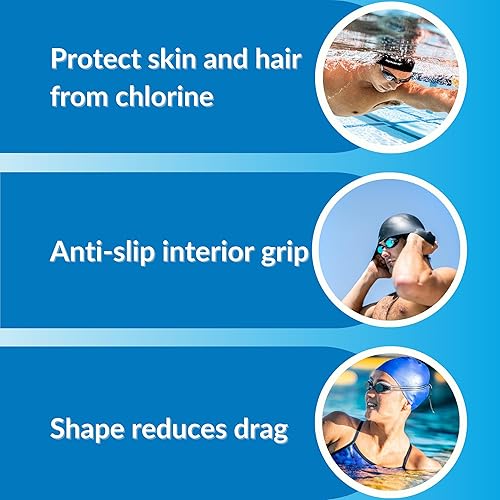 Miniatura 5 de Sporti Gorro de natación con burbujas, protección para mujer, agarre interior antideslizante, hecho de látexgoma y mantiene la cabeza caliente