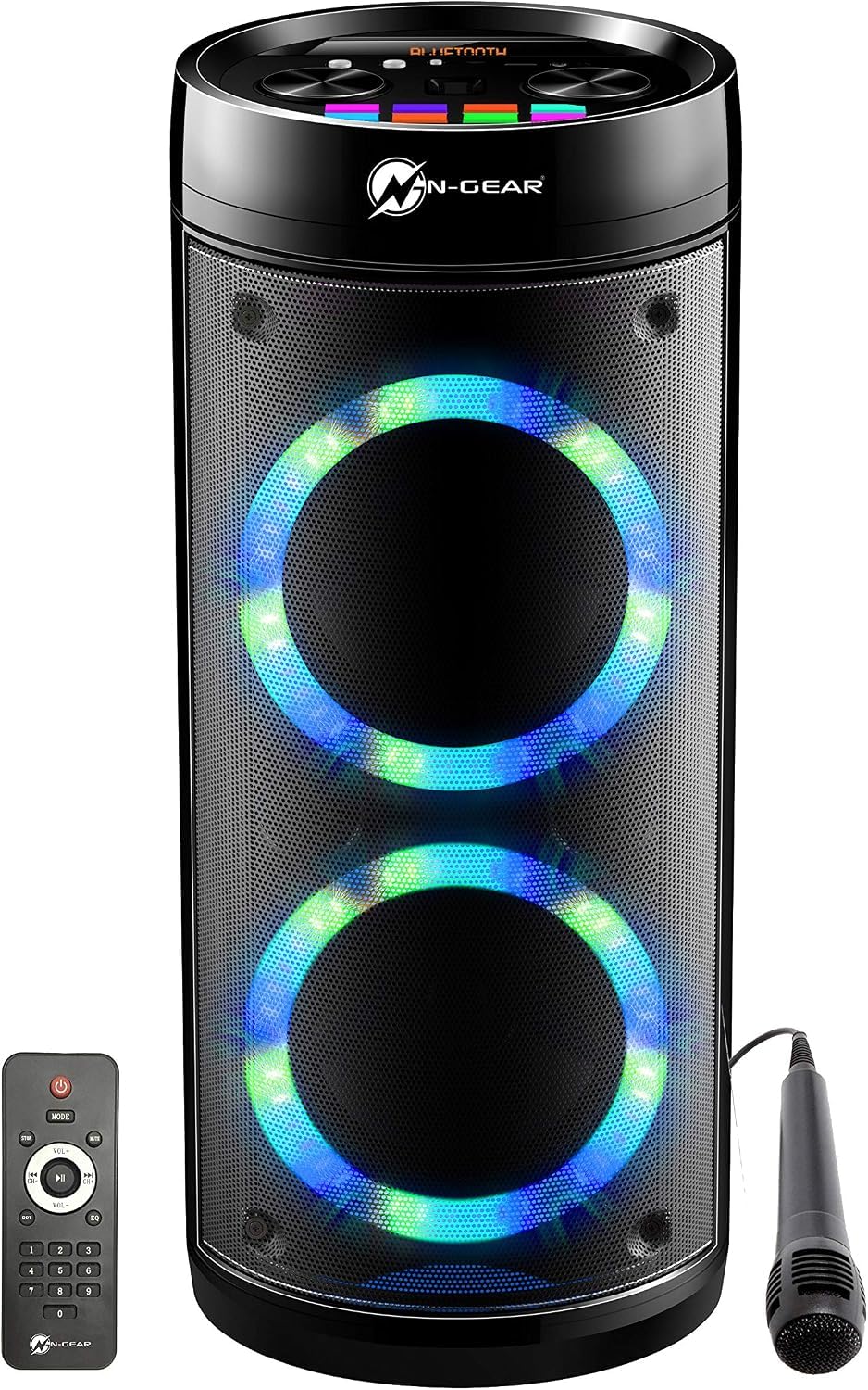 N-GEAR LPG26R Let's Go Party głośnik Bluetooth z mikrofonem karaoke, disco LED, funkcja Power Bank, moc 600 W (40 W RMS) LGP26R