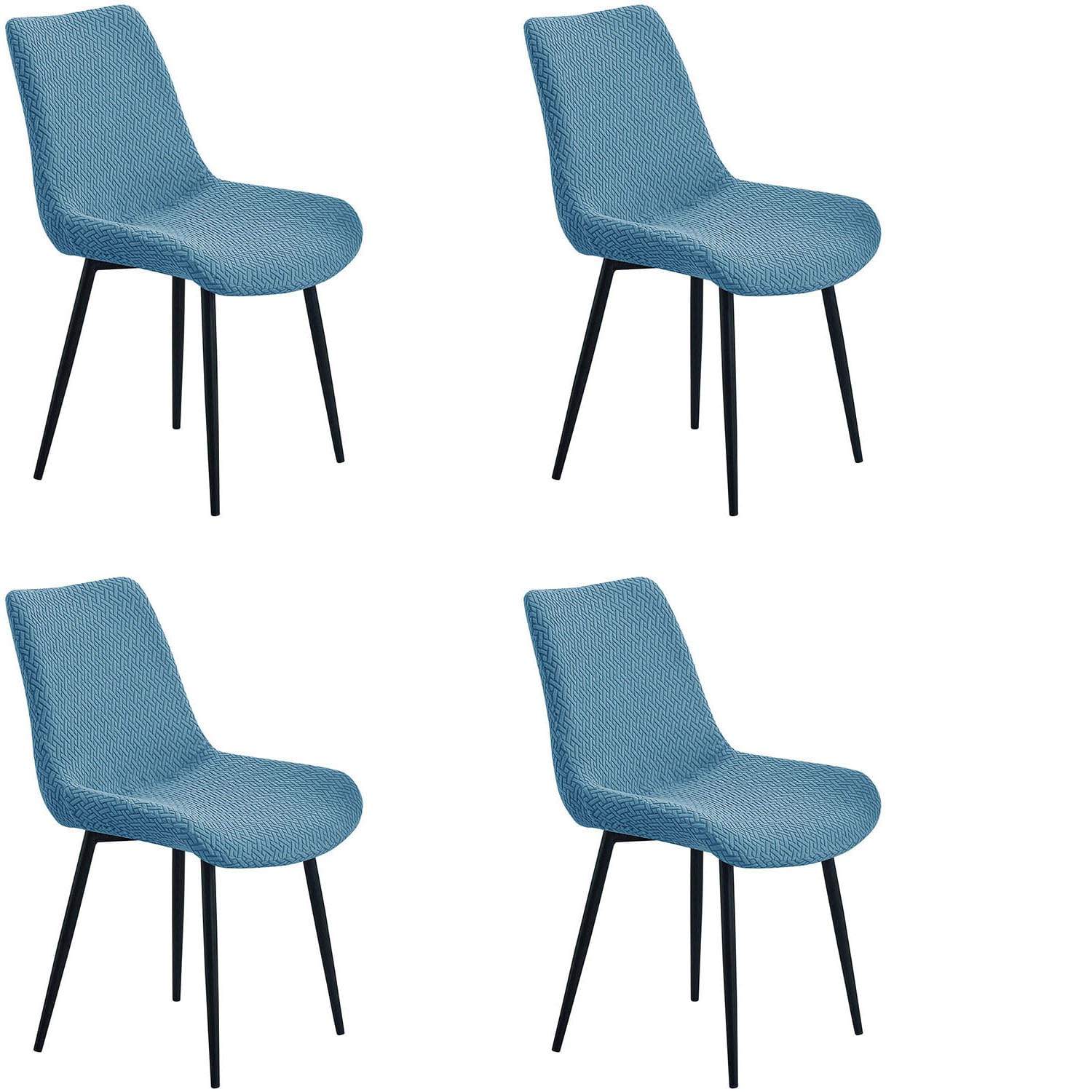YOPOIY Shell Chair Covers Set of 6 4 2, High Stretch Curved Back Dining Chair Slipcovers, Mid Century Modern Armless Accent Side Chair Furniture Protector (blue,4 PCS)