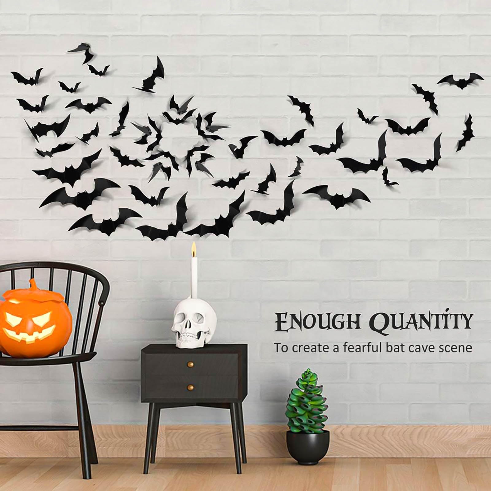Dekoracje na Halloween, 180 szt., PCW, 3D, straszne nietoperze, dekoracja ścienna, naklejki na Halloween, nietoperz, 4 rozmiary, DIY, Halloween, nietoperz, naklejki ścienne do dekoracji domu
