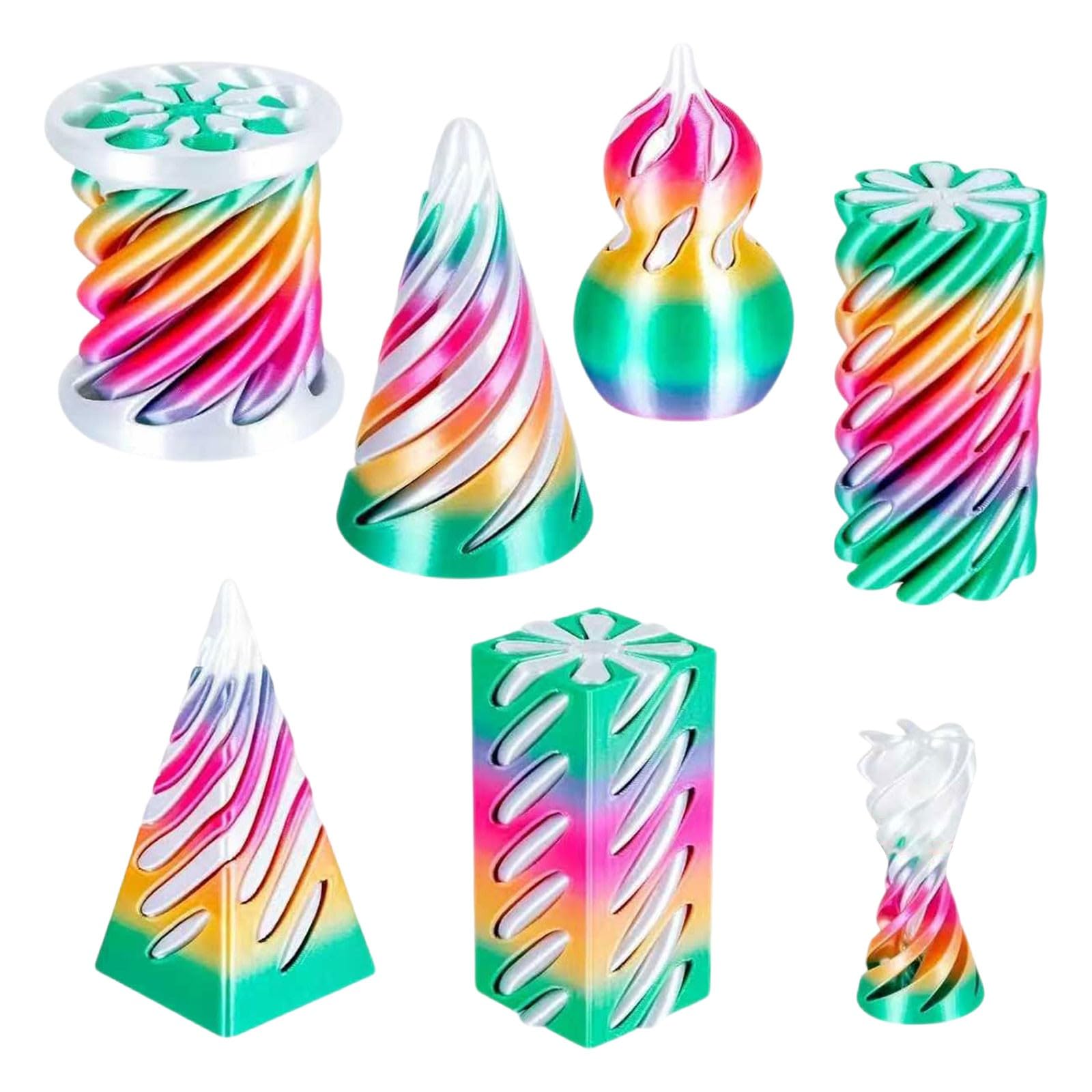 6PCS Spiral 3D Printed Fidget Toy, Spiral Cone Fidget Toy, Impossible 3D Printed Stress Relief Toys Set, Fun Toys for Adults Kids, Office, School or Home Relief Anxiety and Enhance Focus (A03)