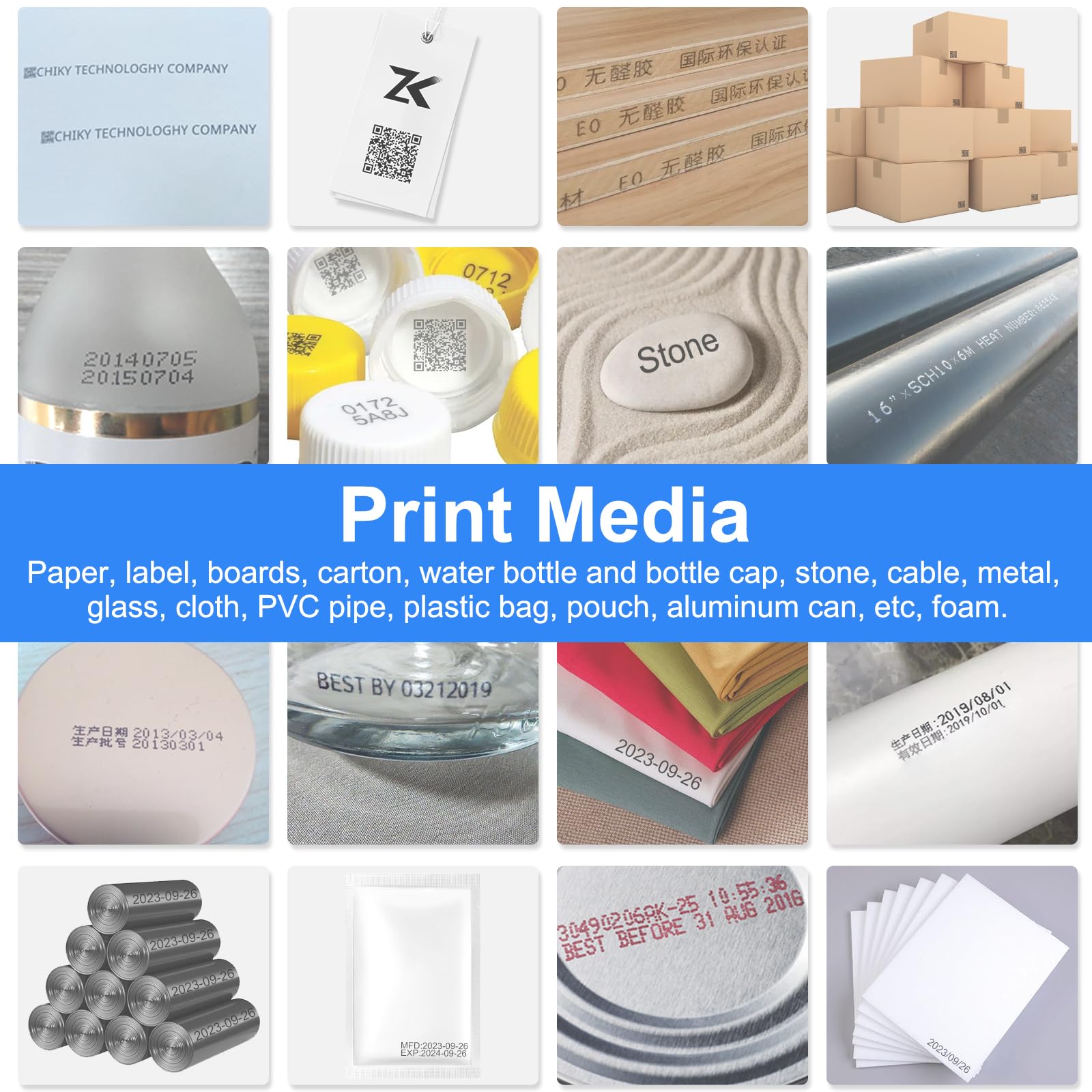 CHIKYTECH Mini stampante a getto d'inchiostro portatile, macchina di codifica portatile tascabile con display touch LED da 2,4 pollici, stampante a getto d'inchiostro per la stampa