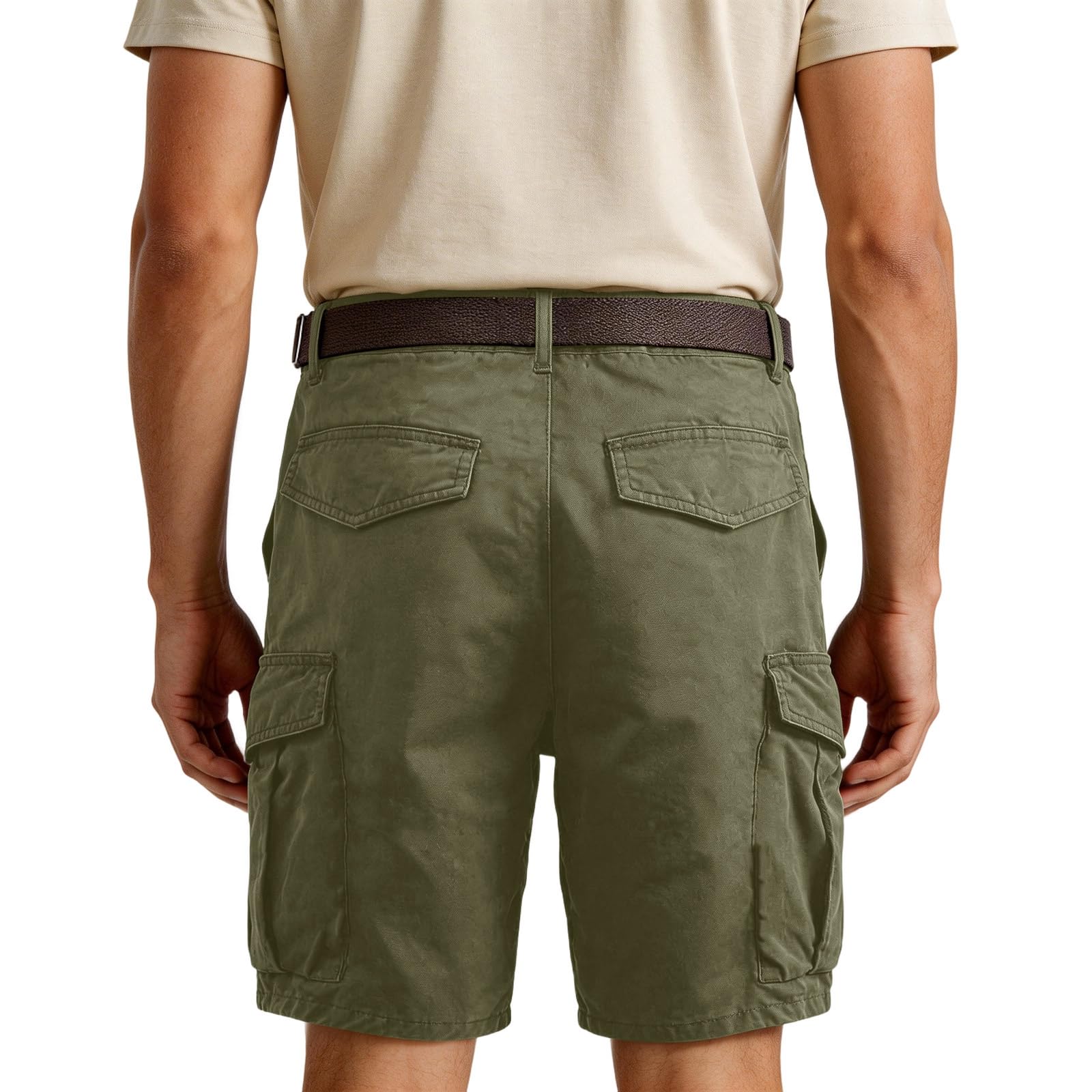 Générique Short Cargo Homme avec Poches Latérales Bermuda de Travail Coupe Droite Style Militaire Décontracté Pantalon Court Tactique Multi-Poches Robuste pour Randonnée Camping Voyage et Activités