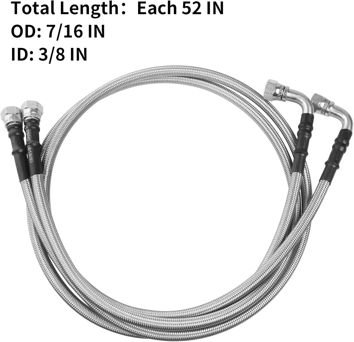 6AN 52" Transmission Fluid Oil Cooler Hose Line kit for GM Chevy Ford GMC Buick Cadillac Cars and Trucks Stainless Steel Braided PTFE Hose